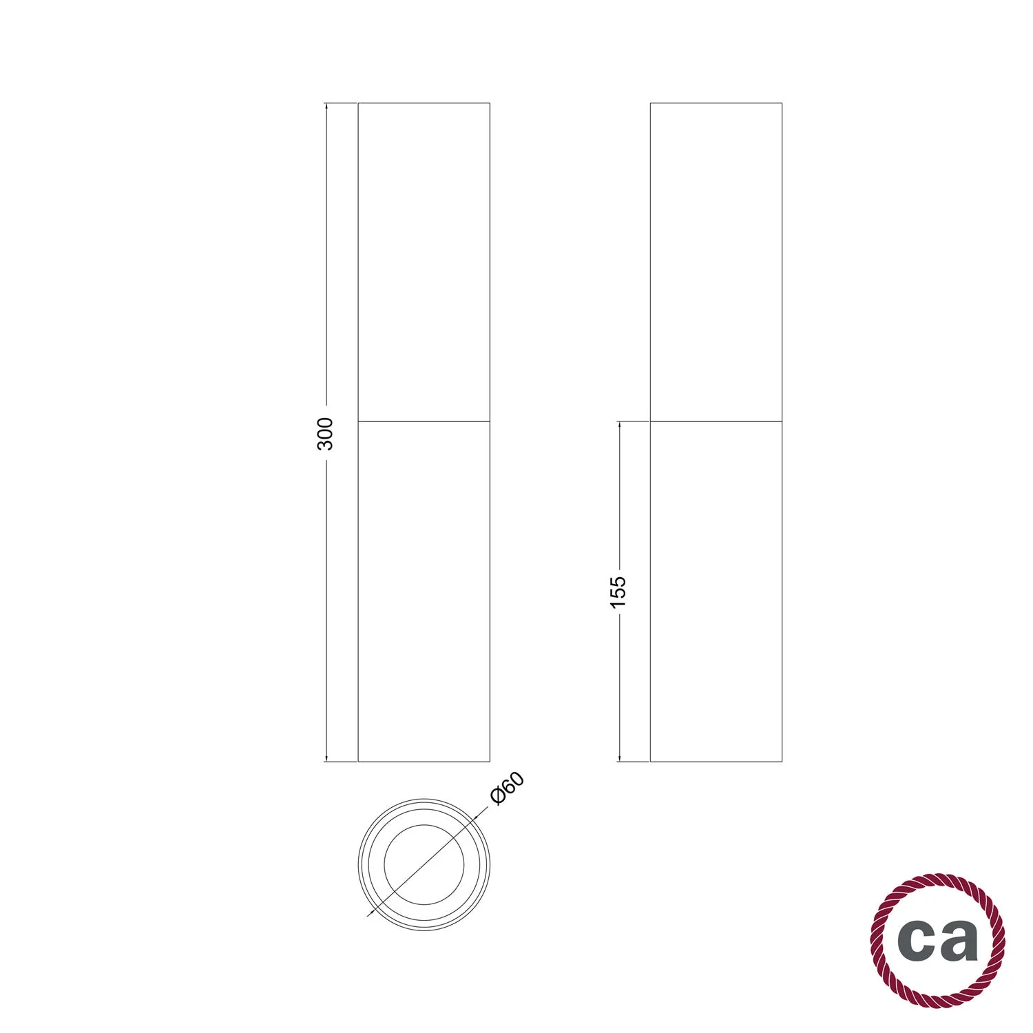 Tub-E14, wood and metal tube for spotlight with double ring E14 lamp holder - Neutral and Matt White - Image 6