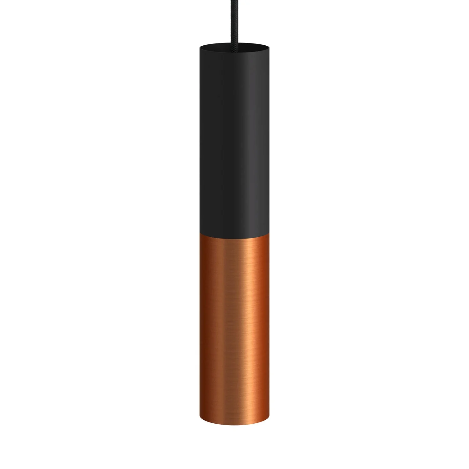 Tub-E14, double metal tube for spotlight with double-ring E14 lamp holder - Black and Satin Copper