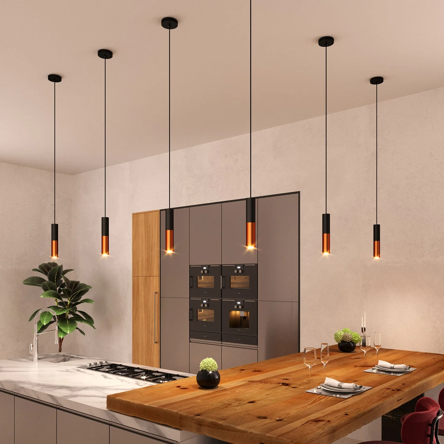 Tub-E14, double metal tube for spotlight with double-ring E14 lamp holder - Black and Satin Copper - Image 4