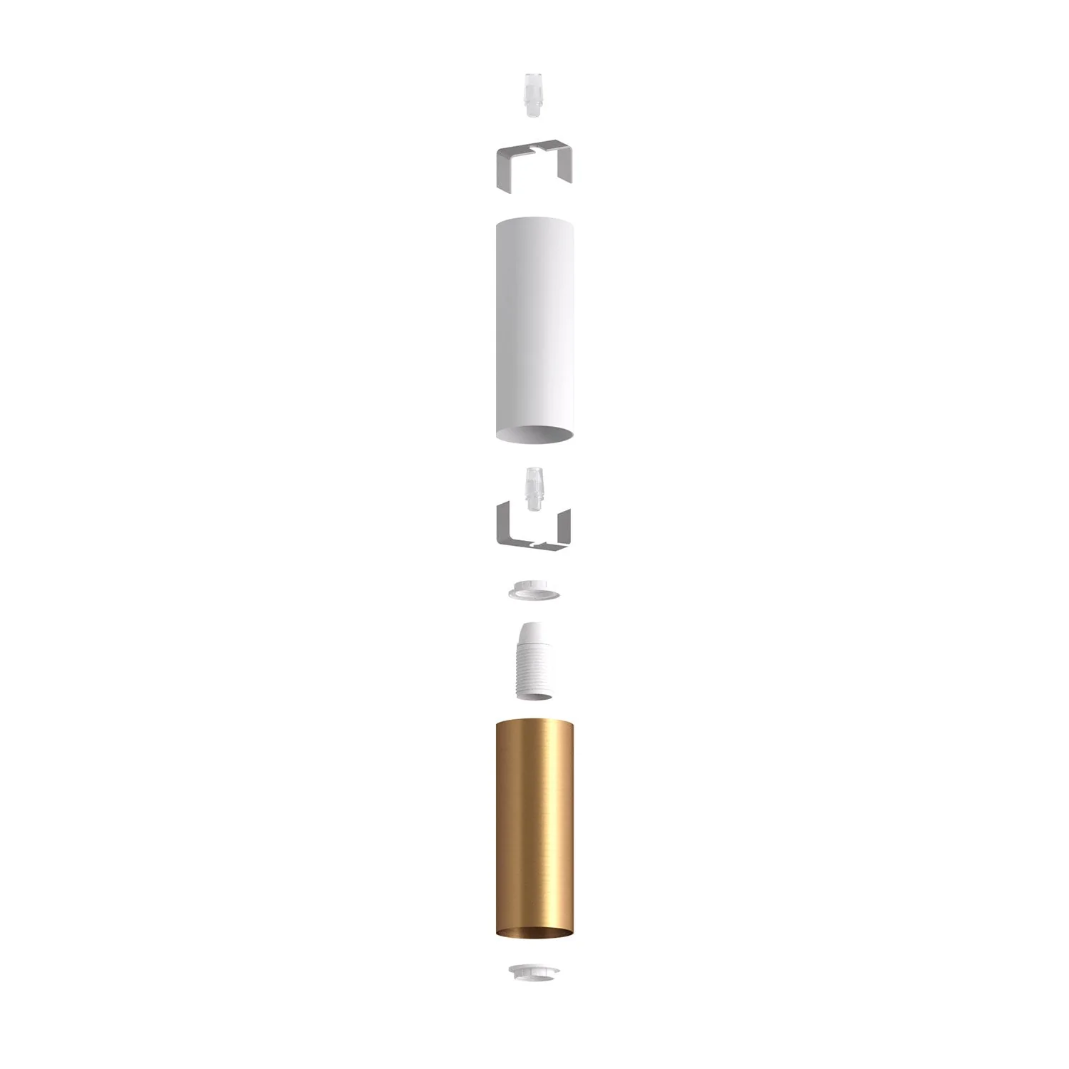 Tub-E14, double metal tube for spotlight with double ring E14 lamp holder – Matt white and satin bronze - Image 2