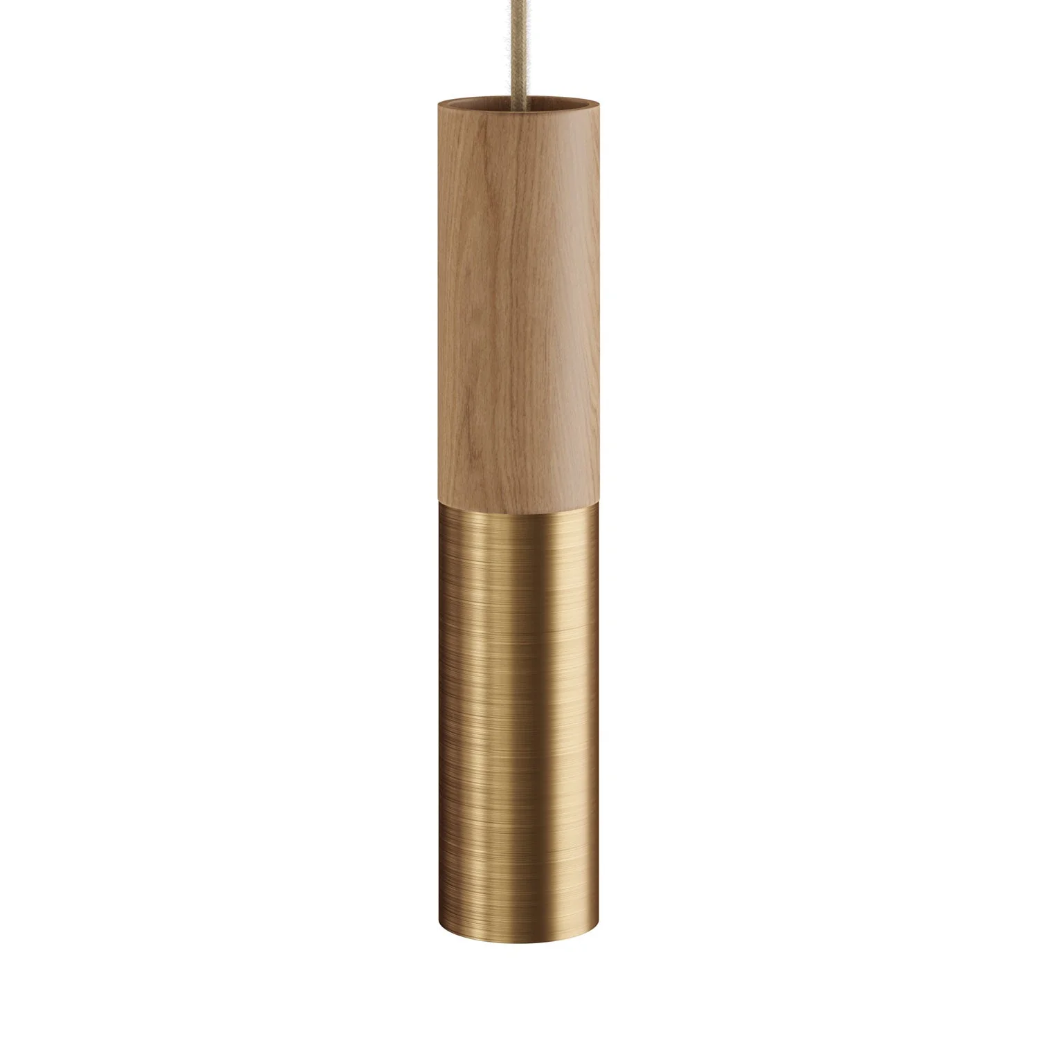 Tub-E14, wooden and metal tube for spotlight with double-ring E14 lamp holder - Neutral and Satin Bronze