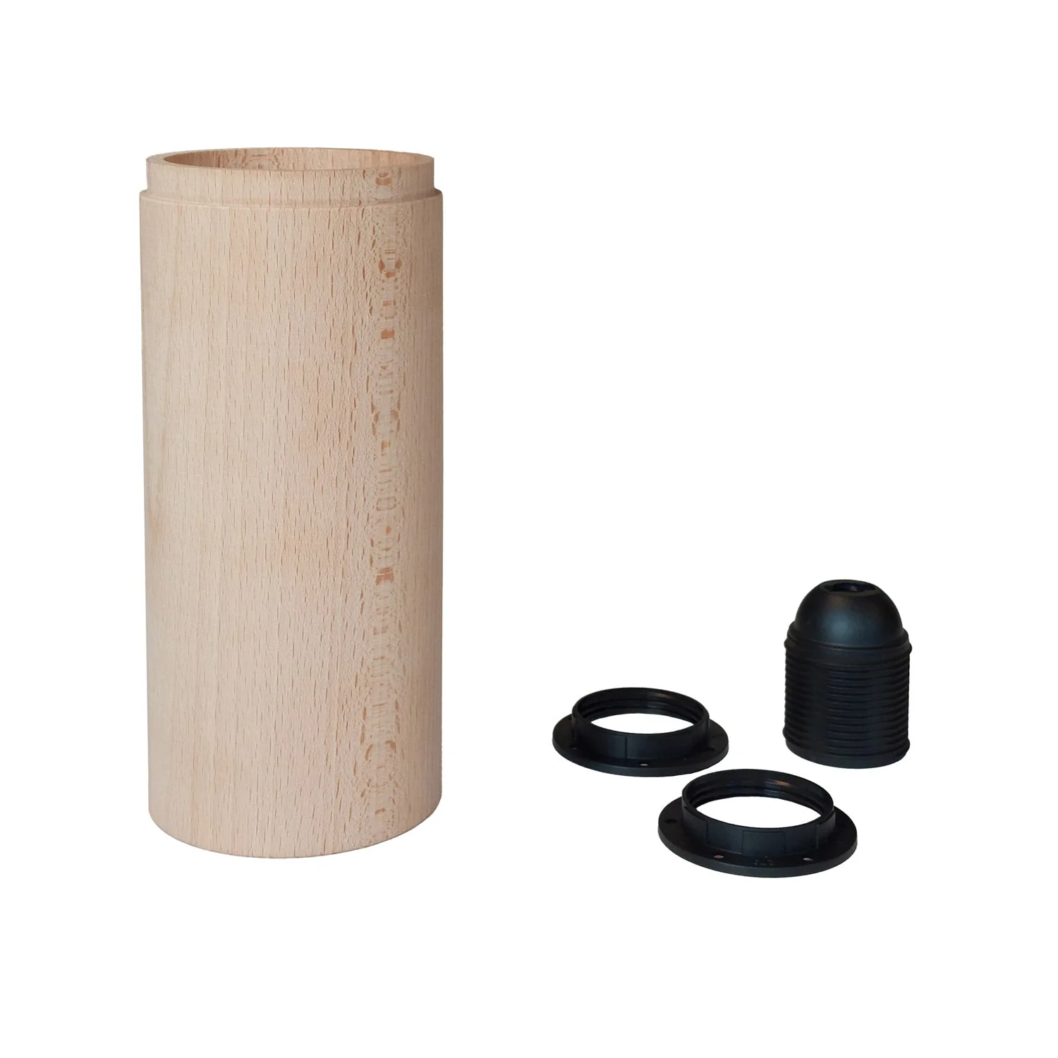 Tub-E27, wooden lampshade for spotlight lamp with E27 double-ring lamp holder – Neutral - Image 2
