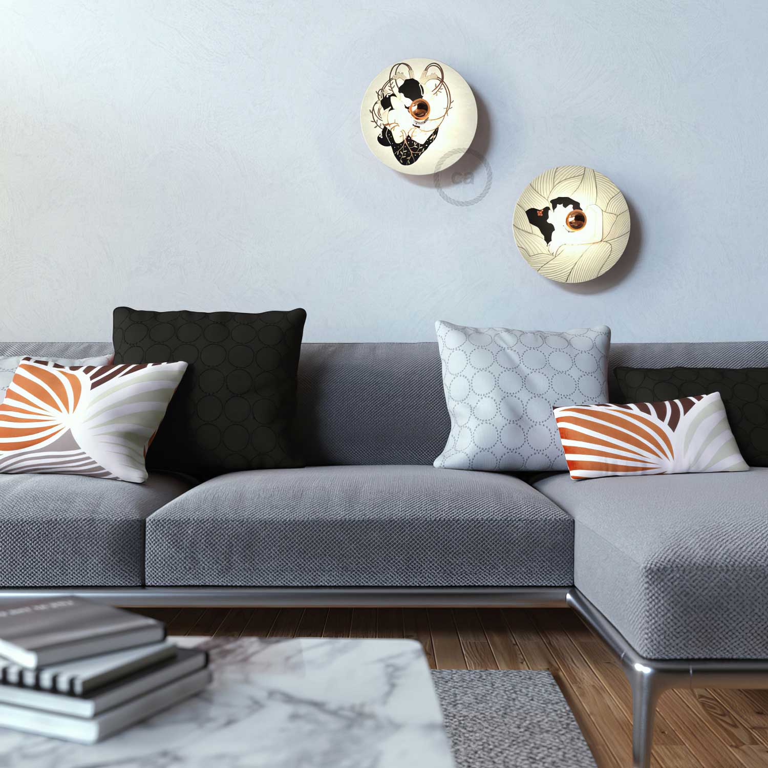 UFO Lampshade in wood Special Edition Italian Illustrators, double-sided, diameter 33 cm - Carolina Zuniga - Image 3