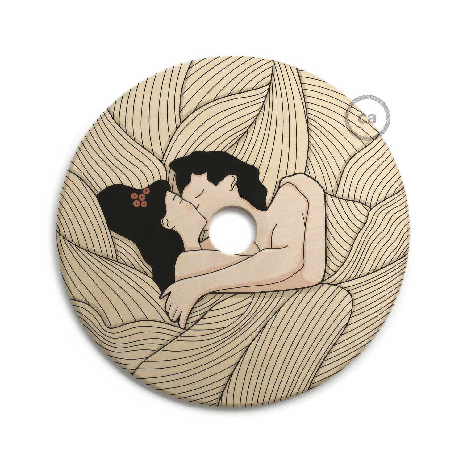 UFO Lampshade in wood Special Edition Italian Illustrators, double-sided, diameter 33 cm - Carolina Zuniga - Image 4