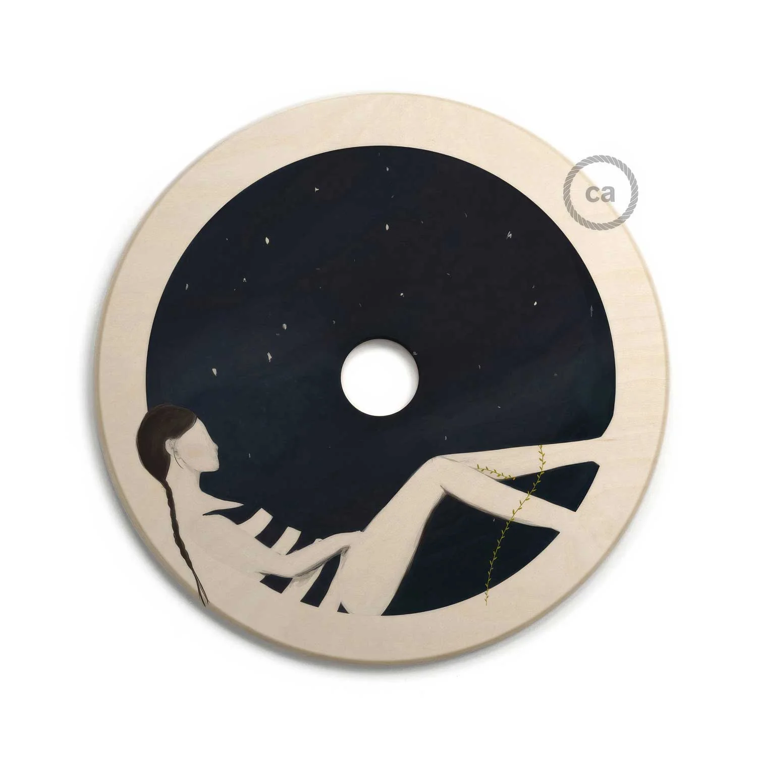 UFO wooden lampshade Special Edition Italian Illustrators, double sided, diameter 33 cm - Chiara Fucà - Image 4