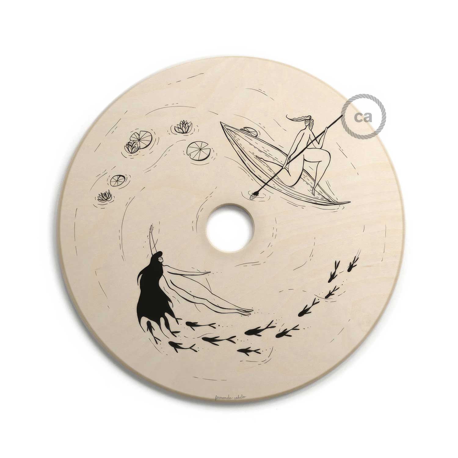 UFO wooden lampshade Special Edition Italian Illustrators, double-sided, diameter 33 cm - Fernando Cobelo - Image 5