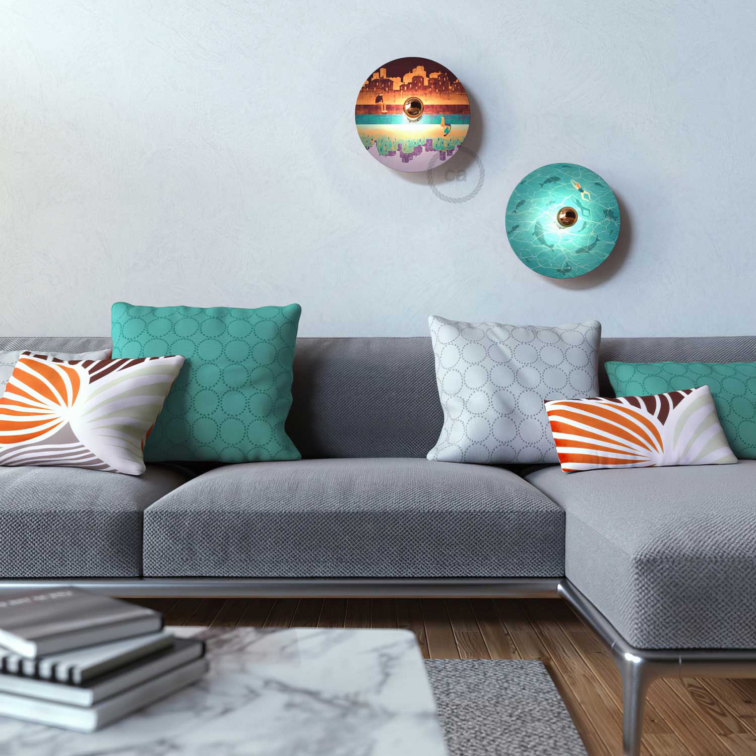 UFO wooden lampshade Special Edition Italian Illustrators, double-sided, diameter 33 cm - Davide Bonazzi - Image 3