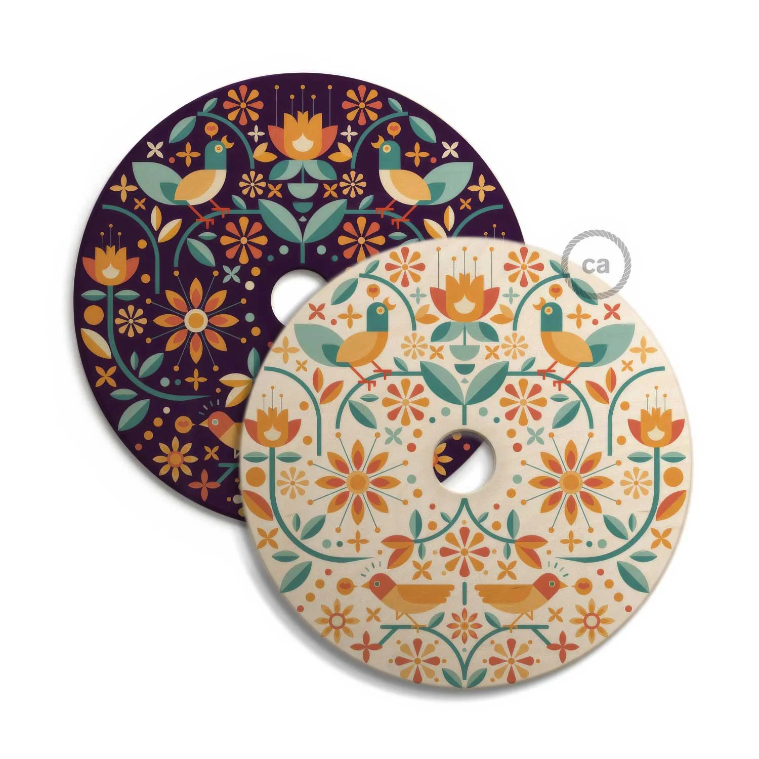 UFO wooden lampshade Special Edition Italian Illustrators, double-sided, diameter 33 cm - Francesco Poroli