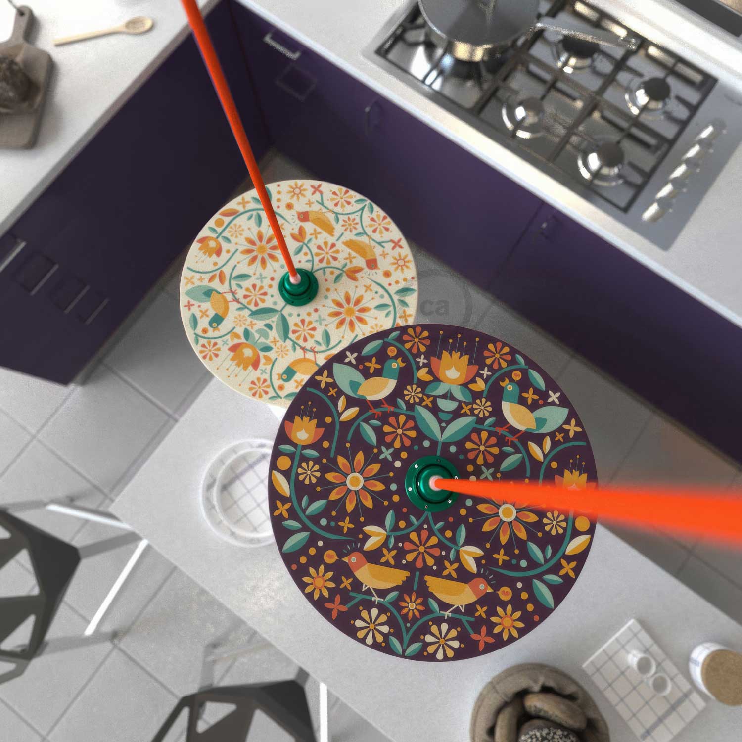 UFO wooden lampshade Special Edition Italian Illustrators, double-sided, diameter 33 cm - Francesco Poroli - Image 2