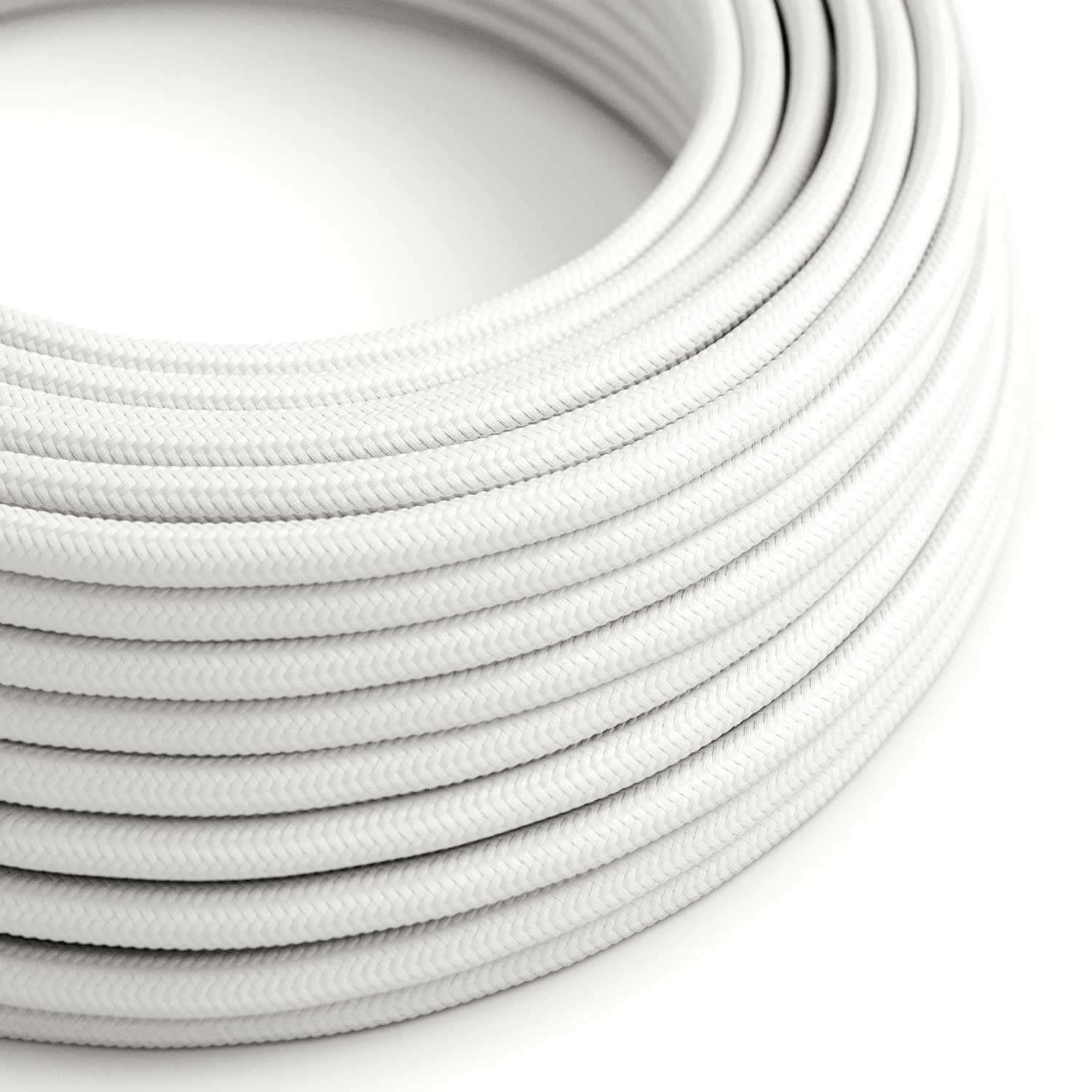 Ultra Soft silicone cable with glossy Optical White fabric covering - RM01 round 2x0.75 mm