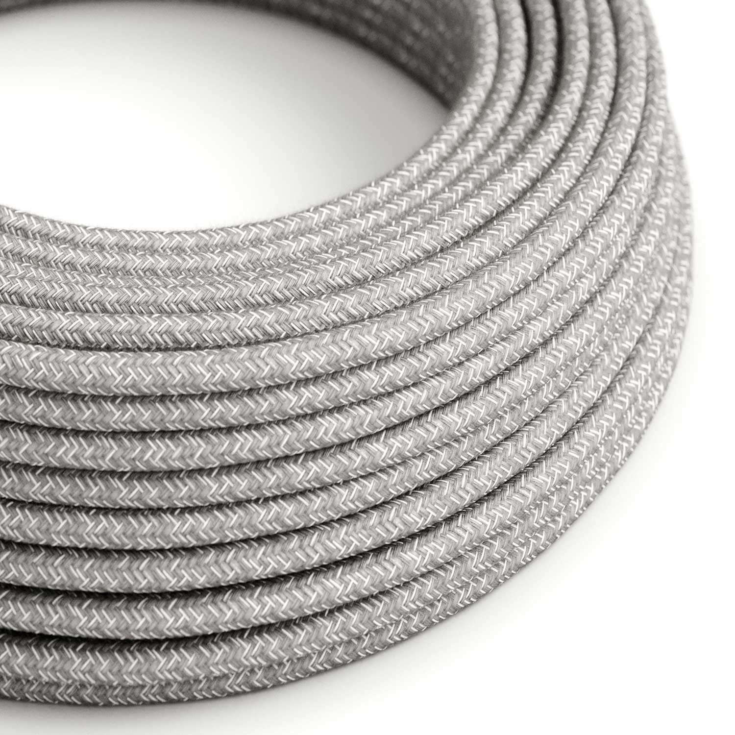 Ultra Soft electrical cable in silicone, linen-covered, Grey Melange - RN02 round 2x0.75 mm