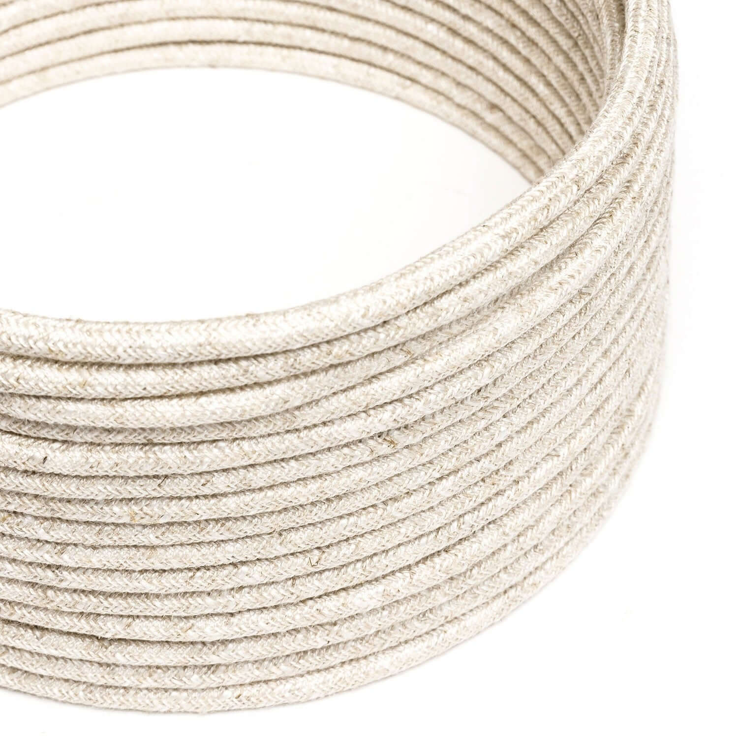 Ultra Soft electrical cable in silicone covered with White Mélange linen - RN01 round 2x0.75 mm