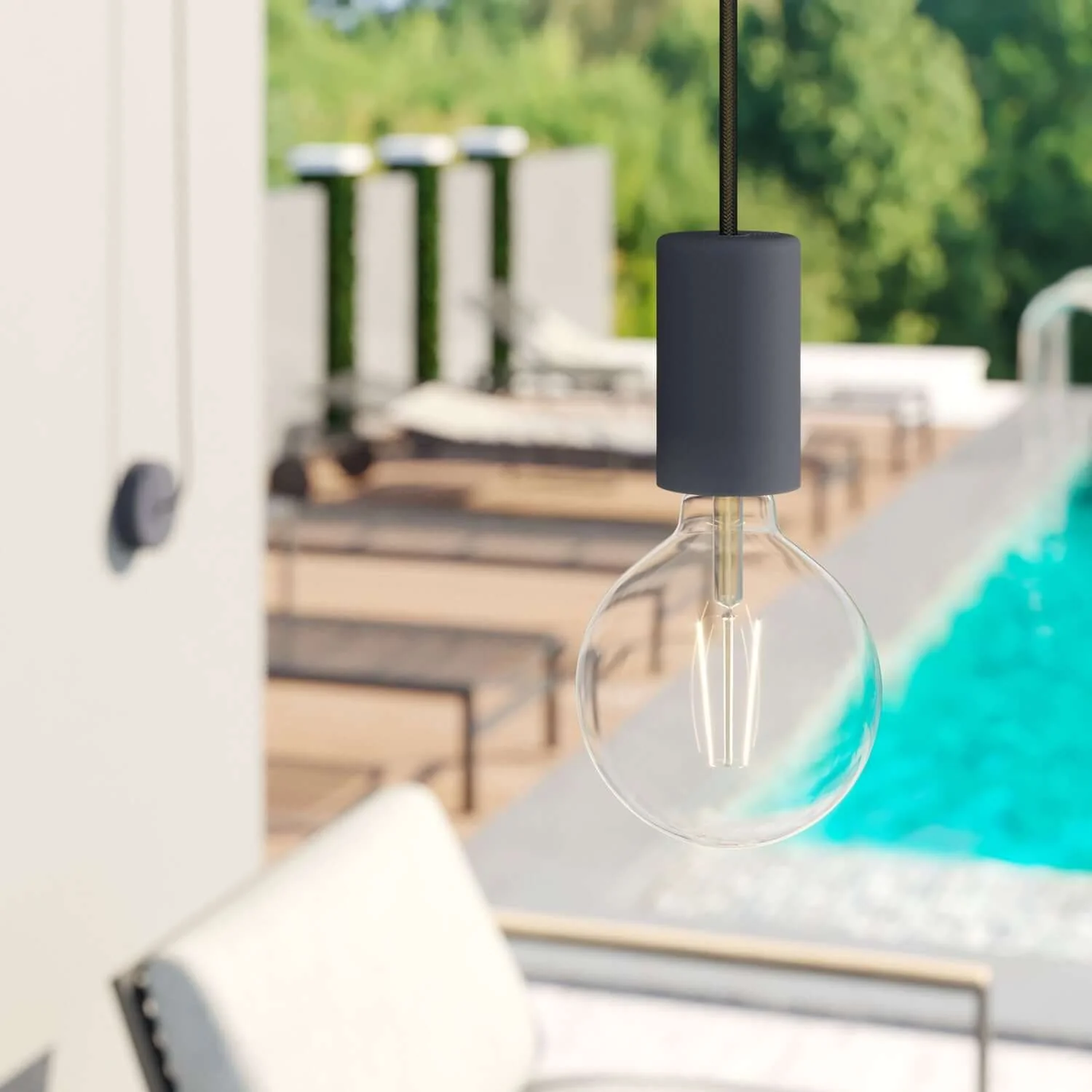 UV resistant round outdoor electric cable covered in Black SM04 fabric - compatible with Eiva Outdoor IP65 - Image 3