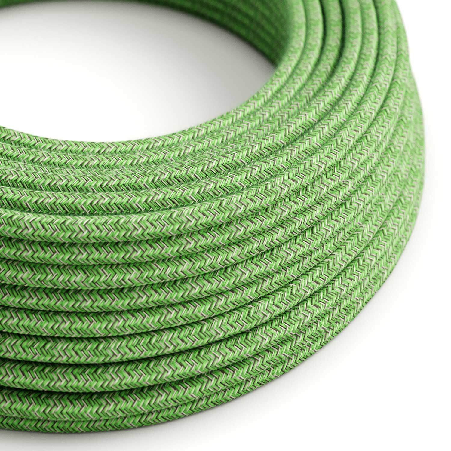 UV resistant outdoor round electric cable covered in Green Pixel Bronte SX08 cotton - compatible with Eiva Outdoor IP65