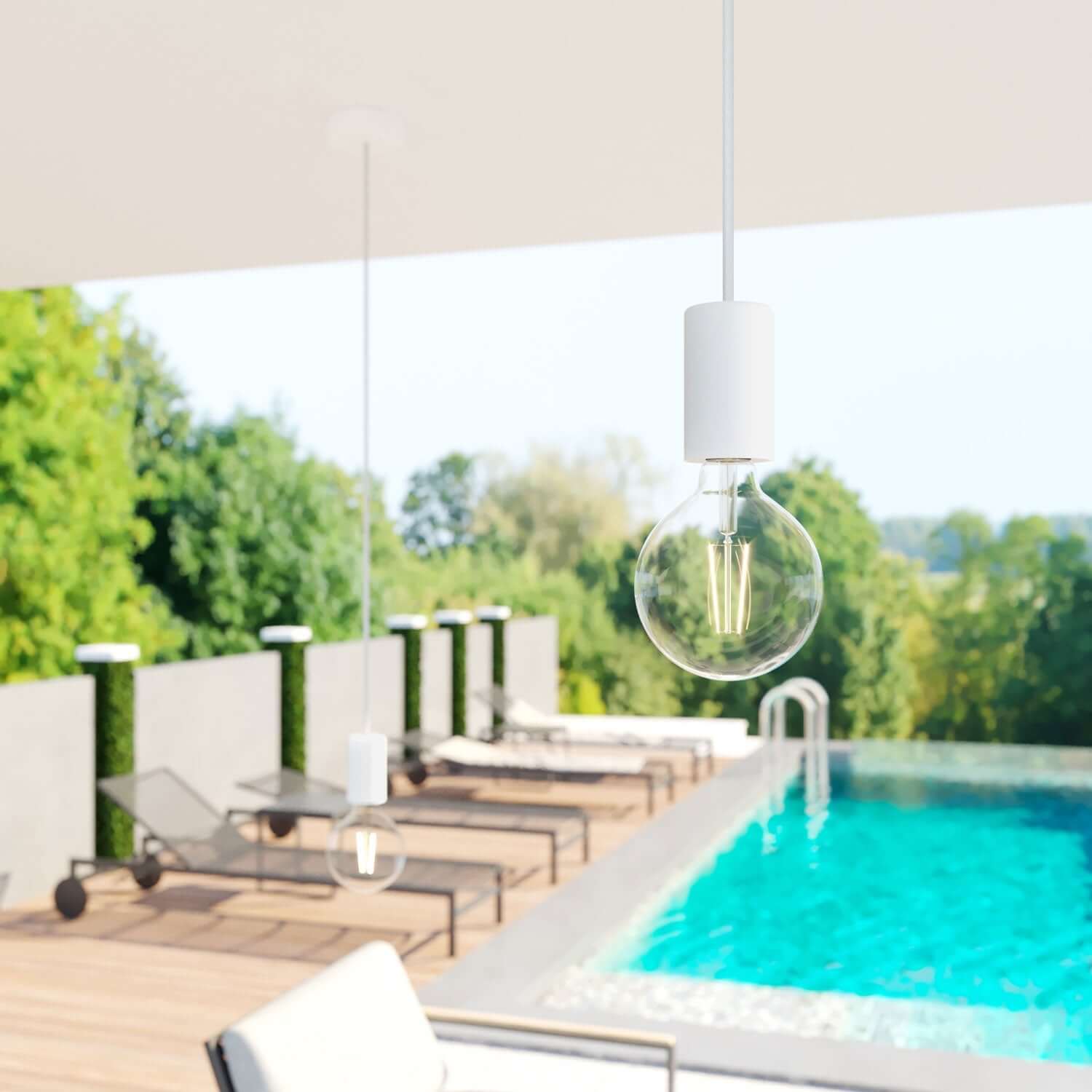 UV resistant round outdoor electric cable covered in White SM01 fabric - compatible with Eiva Outdoor IP65 - Image 3