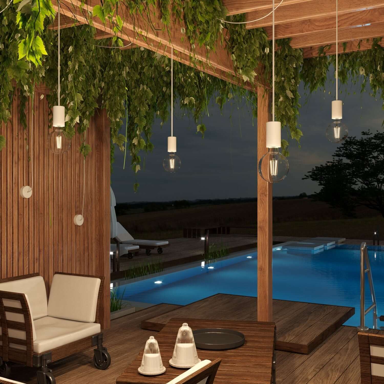 UV resistant round outdoor electric cable covered in White SM01 fabric - compatible with Eiva Outdoor IP65 - Image 4