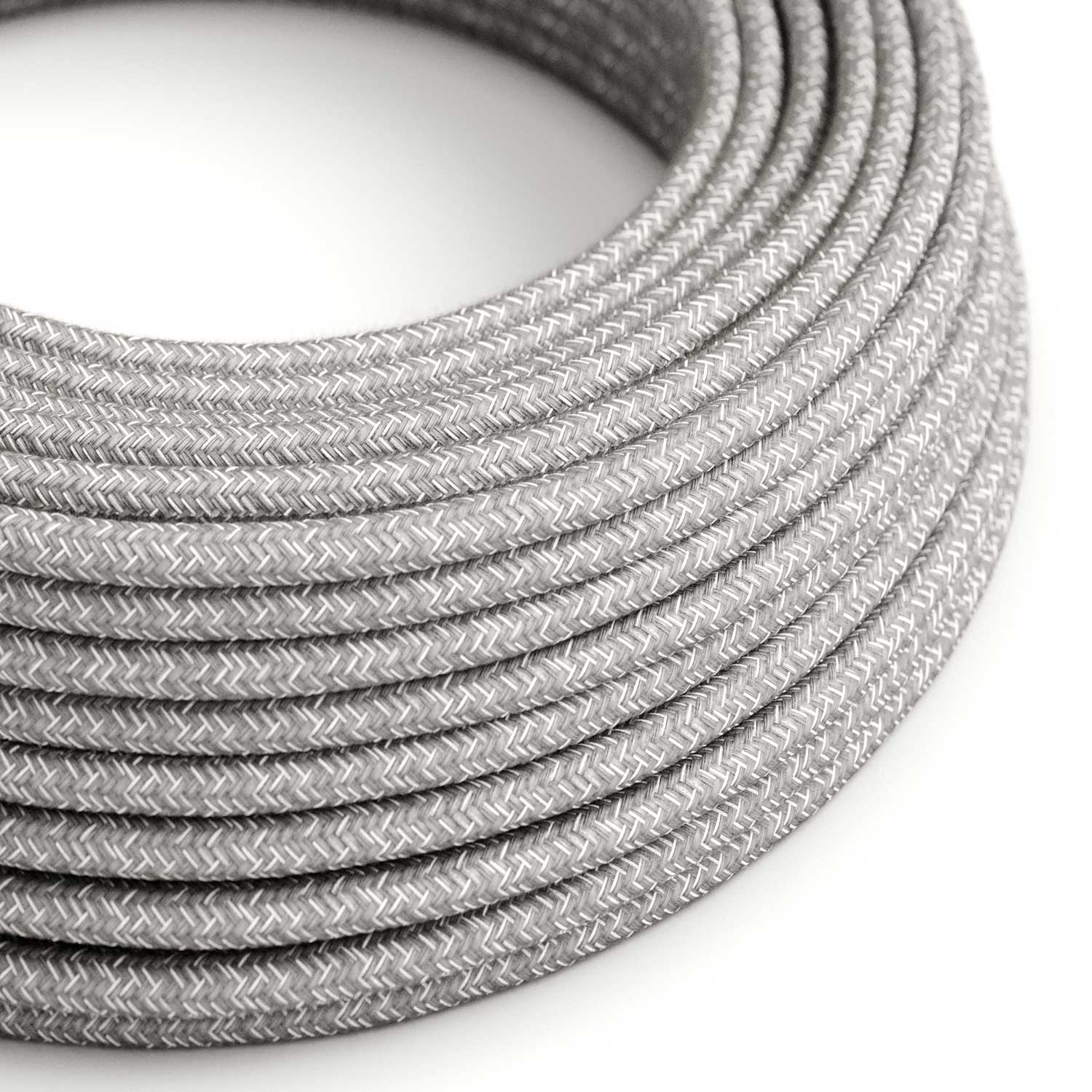 UV resistant round outdoor electric cable covered in natural grey linen SN02 - compatible with Eiva Outdoor IP65