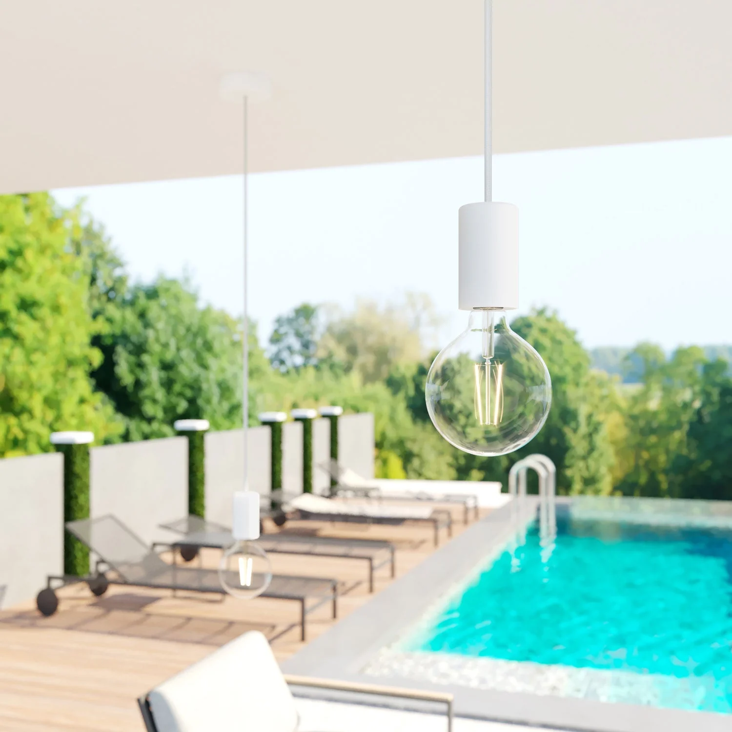 UV-resistant round electric cable with White SM01 fabric covering for outdoor use - Compatible with Eiva Outdoor - Image 3