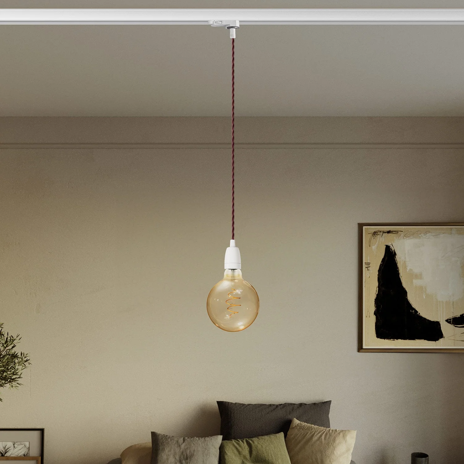 Vintage pendant lamp for tracks with porcelain finishes – White - Image 2