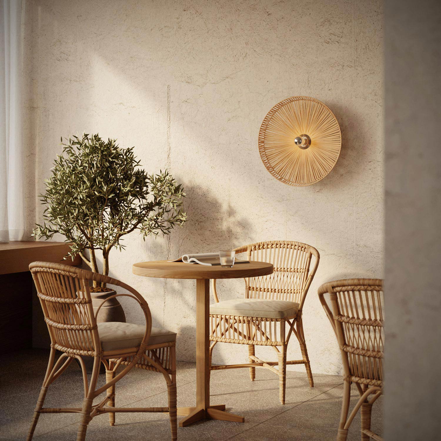 Wall and ceiling lamp with Tahiti raffia lampshade - Image 2