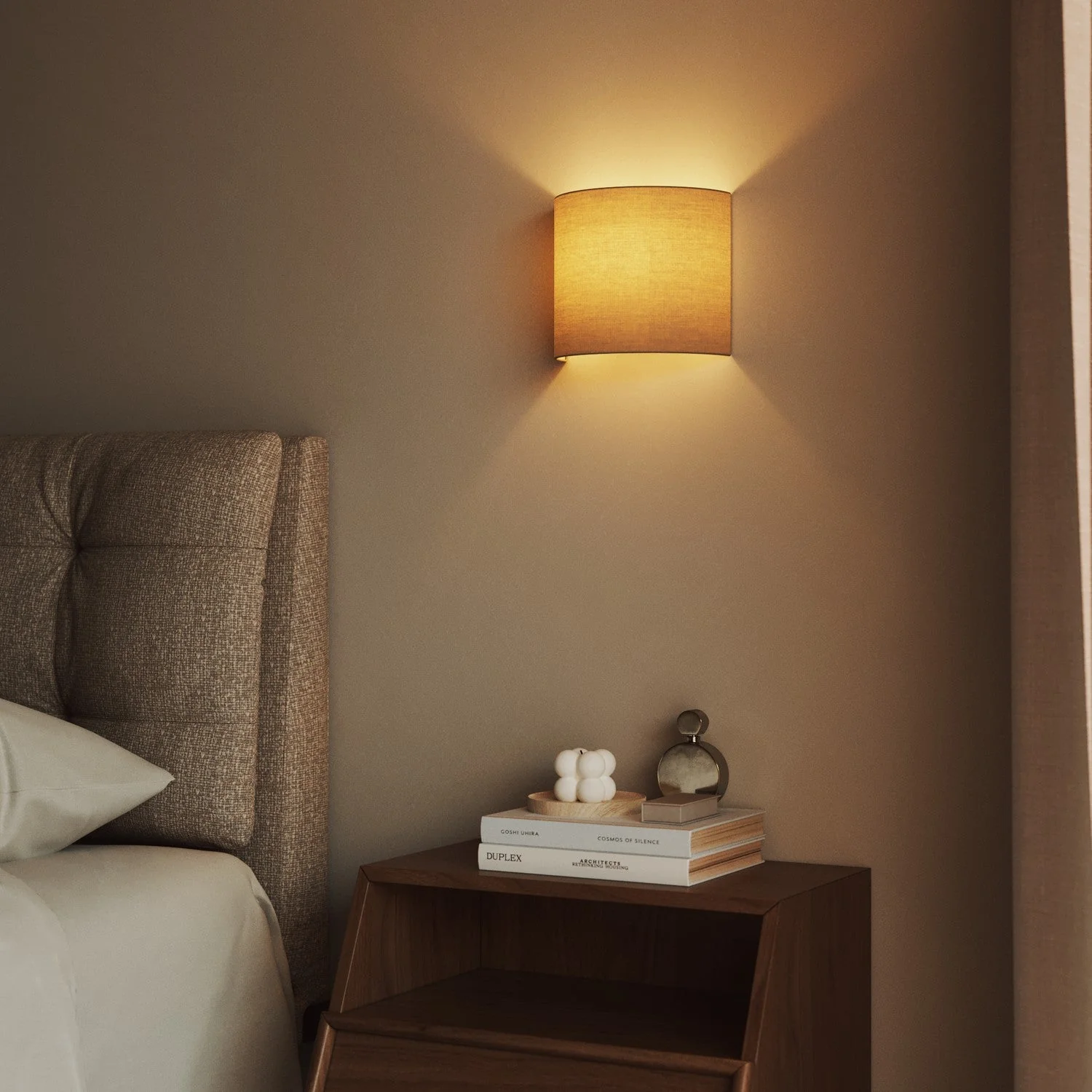 Ventola wall light with Arenal taupe fabric lampshade - Made in Italy - Image 2