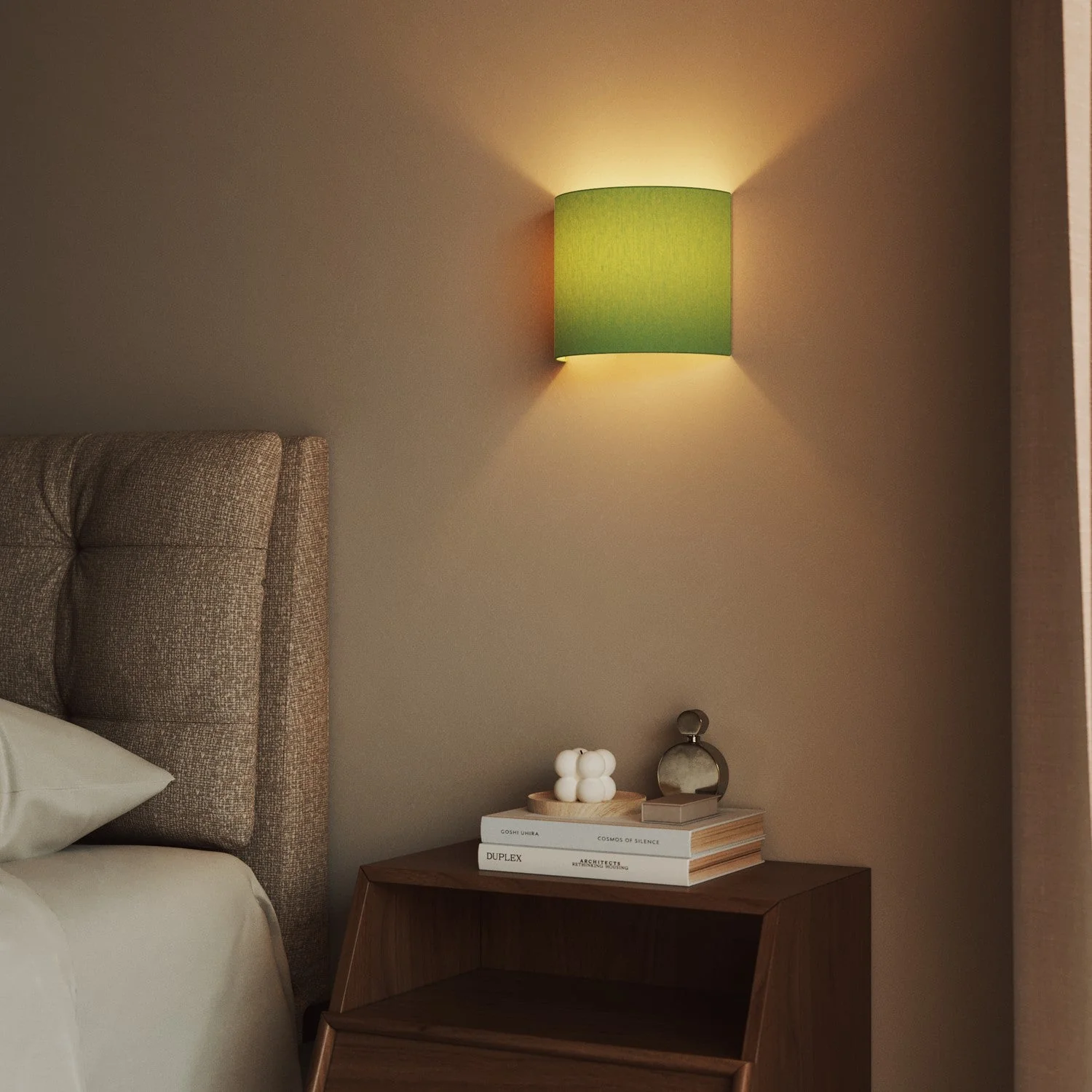 Ventola wall light with Cinette pistachio green fabric lampshade - Made in Italy - Image 2
