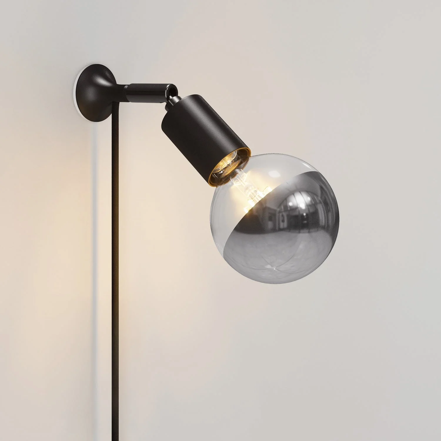 MAG-Y wall light with joint and half-sphere light bulb – Black
