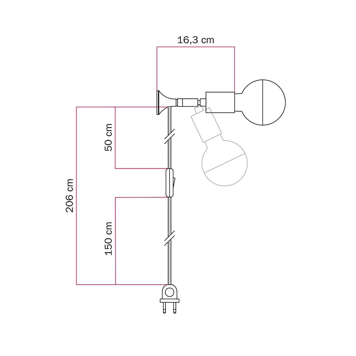 MAG-Y wall lamp with joint and half-sphere light bulb - Matt white - Image 5