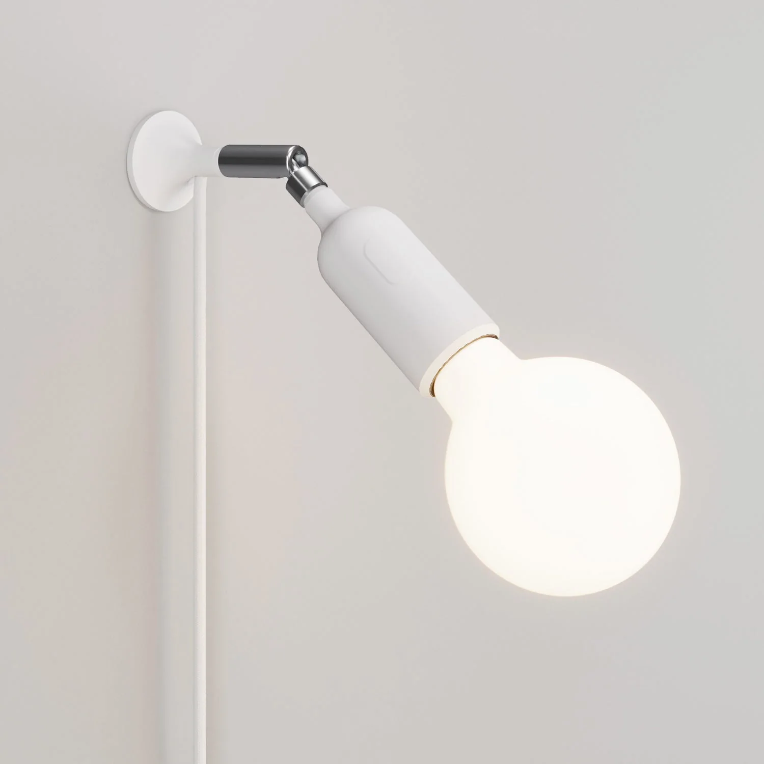 MAG-Y wall lamp with joint and silicone lamp holder with switch - White