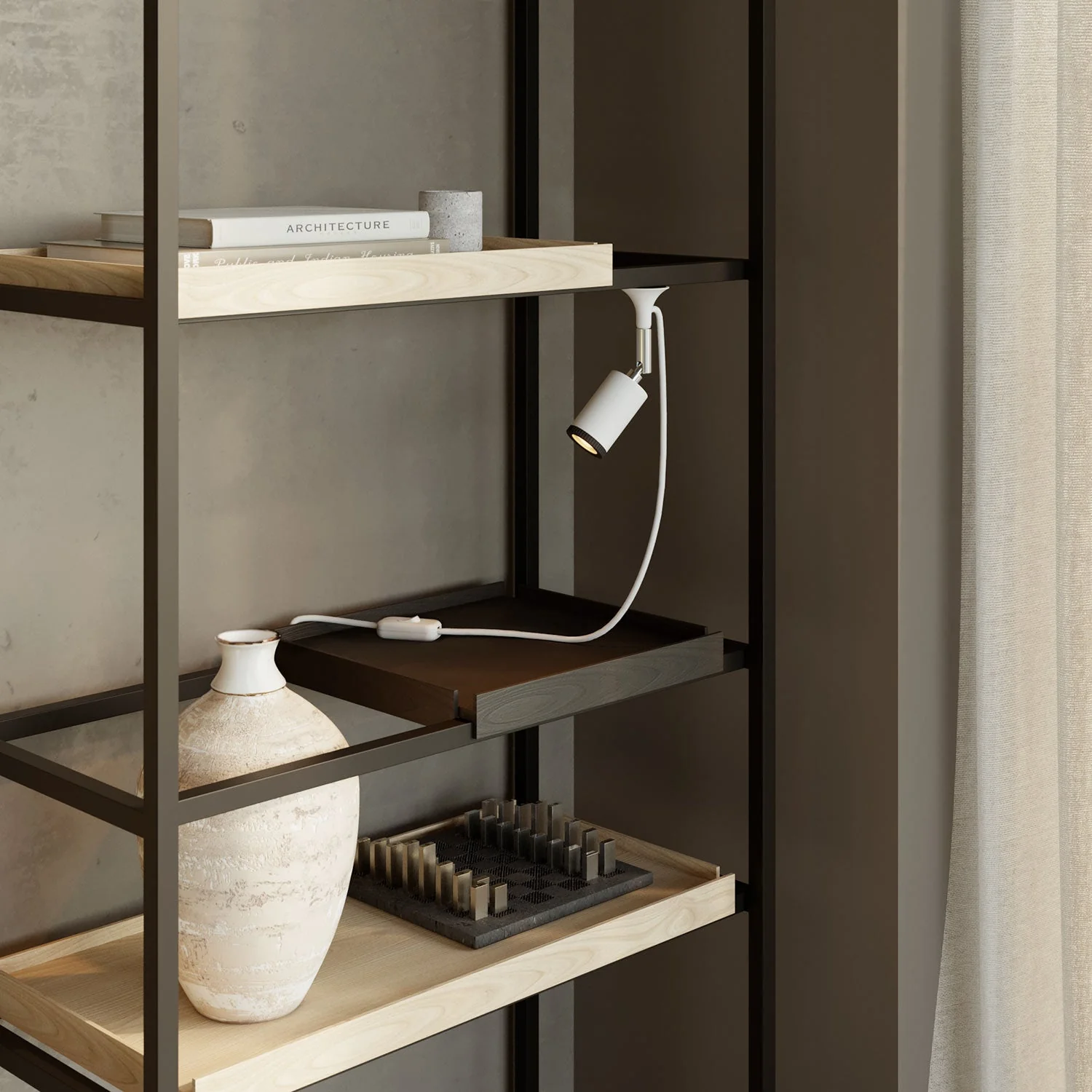 MAG-Y wall lamp with joint, spot light and UK plug - Matt white - Image 2