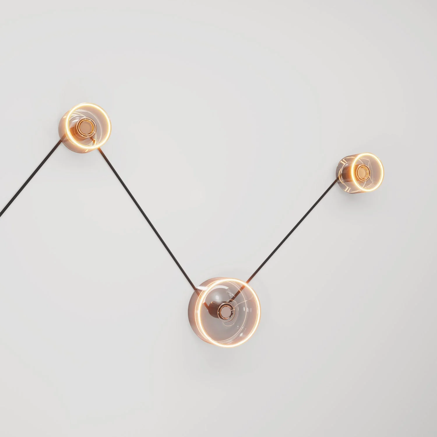 Spostaluce wall lamp with 3 Ghost light bulbs and black cable