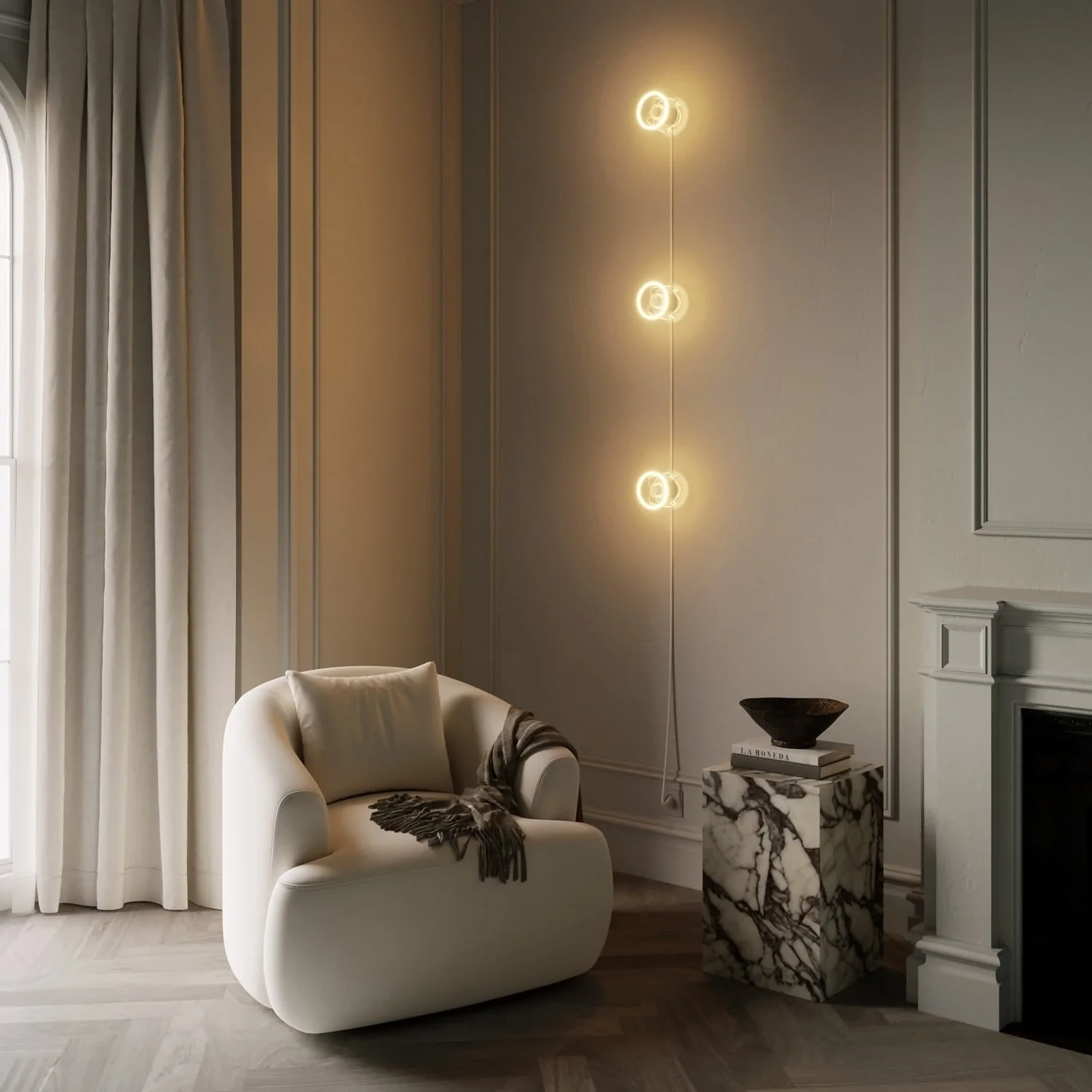 Spostaluce wall lamp with plug, 3 Ghost light bulbs and white cable - Image 2