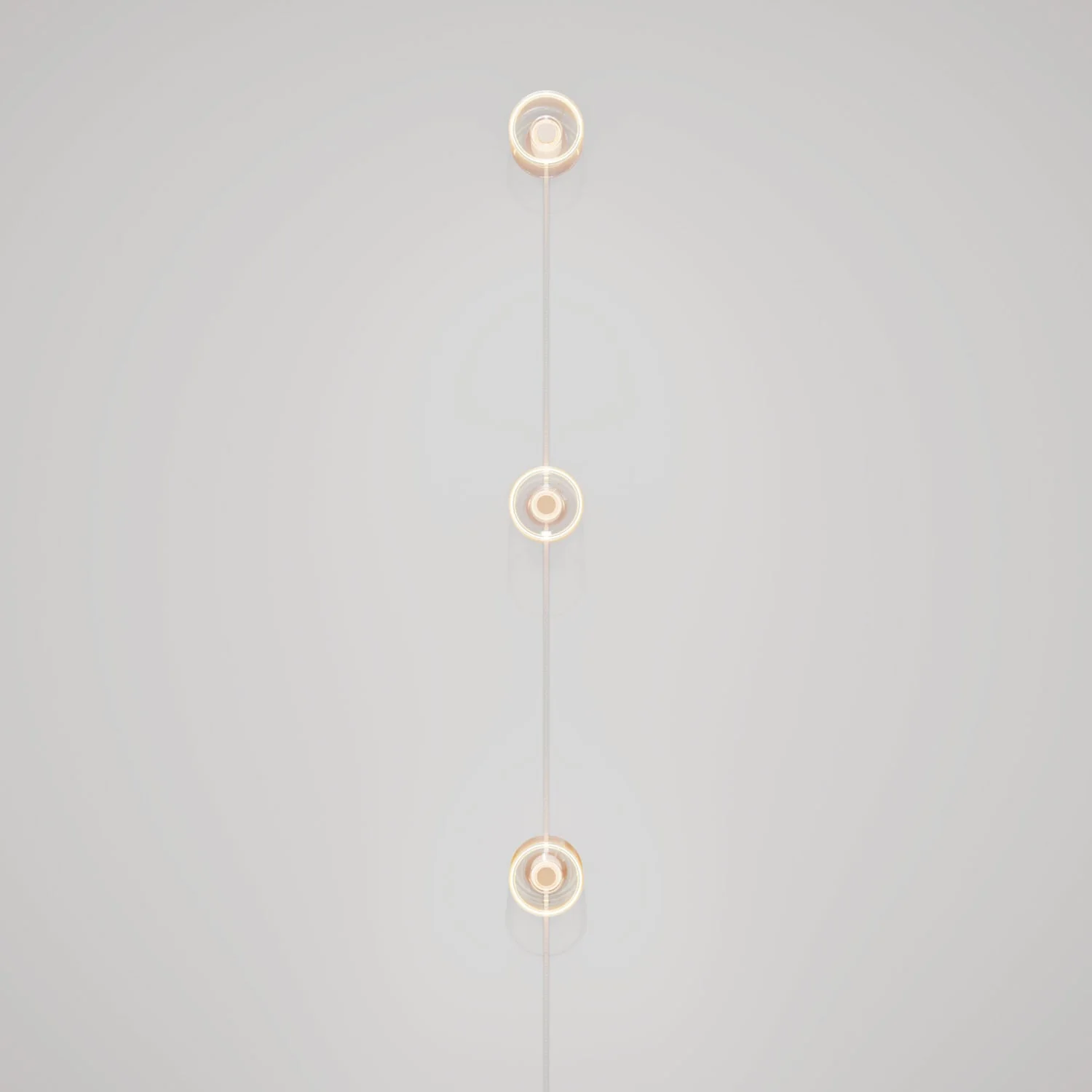Spostaluce wall lamp with plug, 3 Ghost light bulbs and grey melange cable