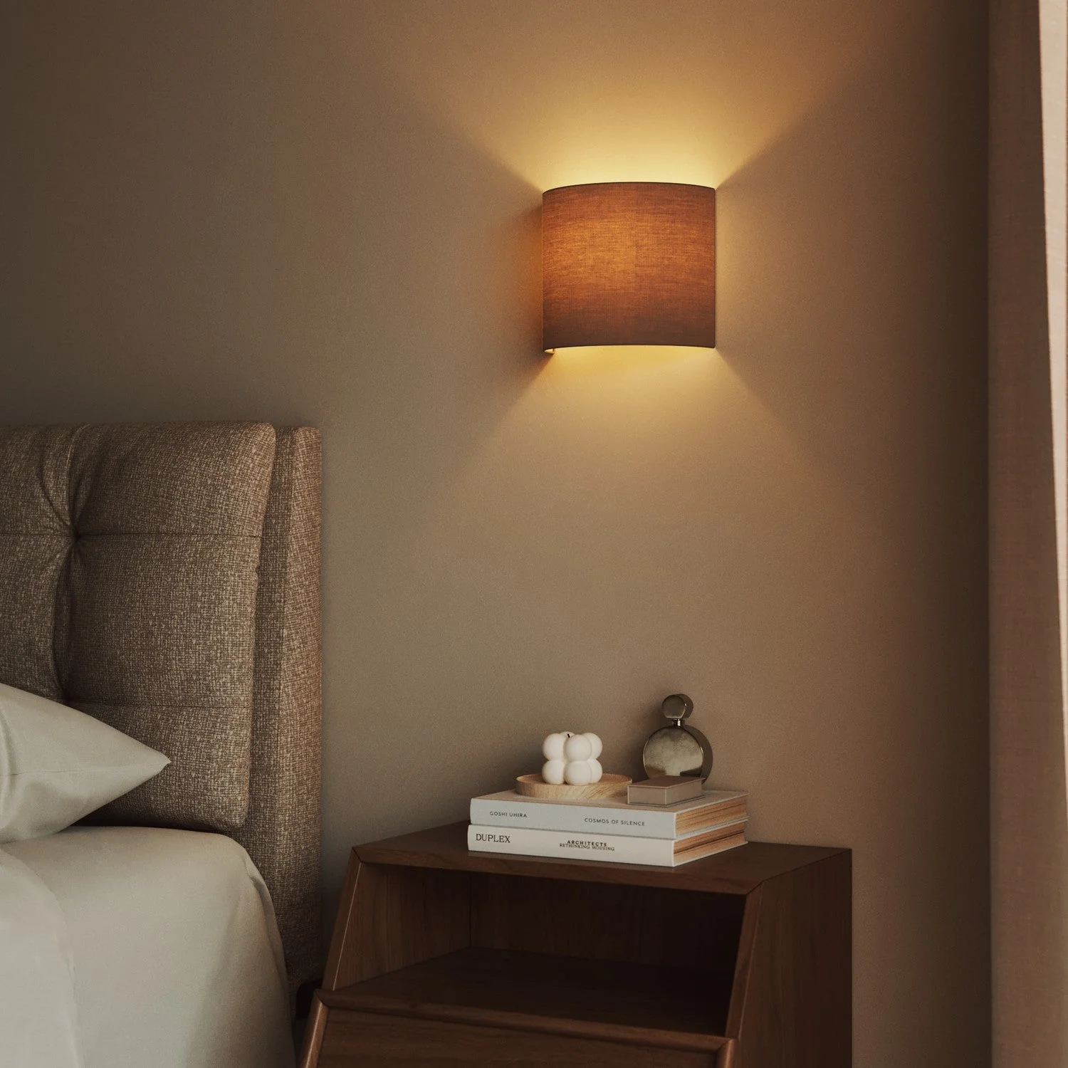 Ventola wall light with fabric lampshade - Made in Italy - Arenal Cenere - Image 2