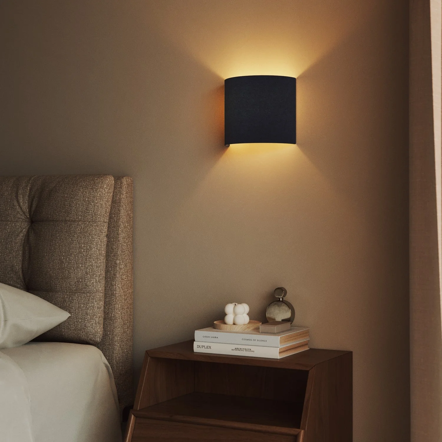 Ventola Wall Light with fabric lampshade - Made in Italy - Blue Wool - Image 2