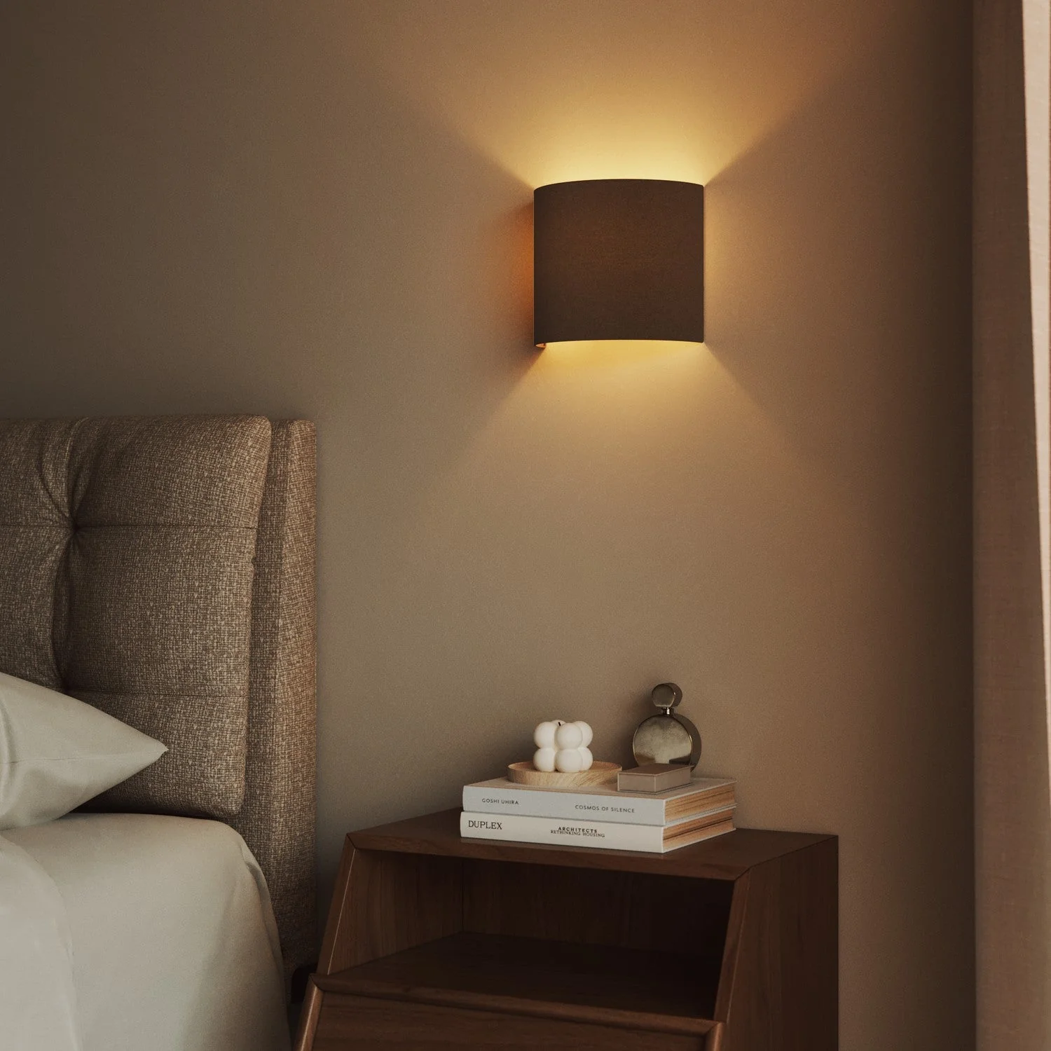 Ventola Wall Light with fabric lampshade - Made in Italy - Brown Wool - Image 2