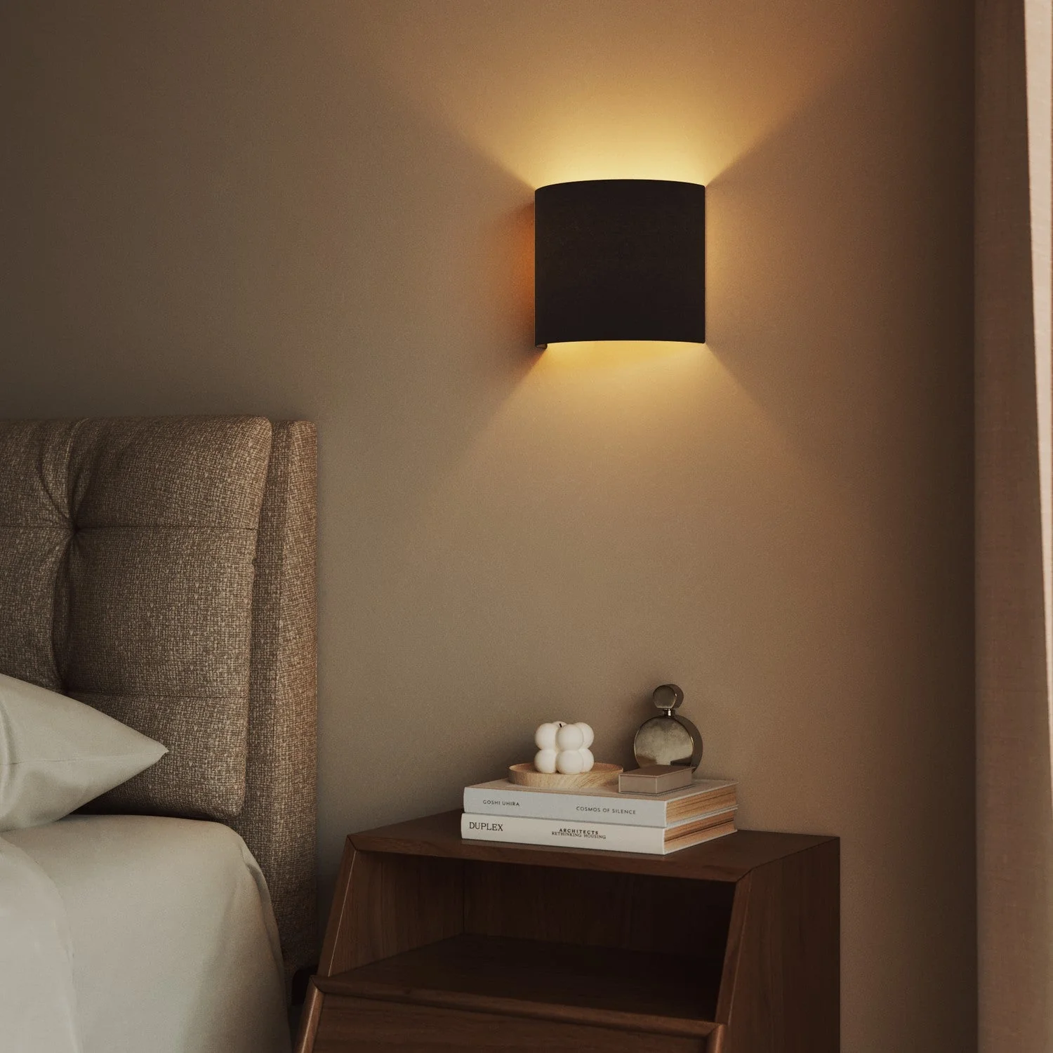 Ventola Wall Sconce with fabric lampshade - Made in Italy - Dark Gray Wool - Image 2