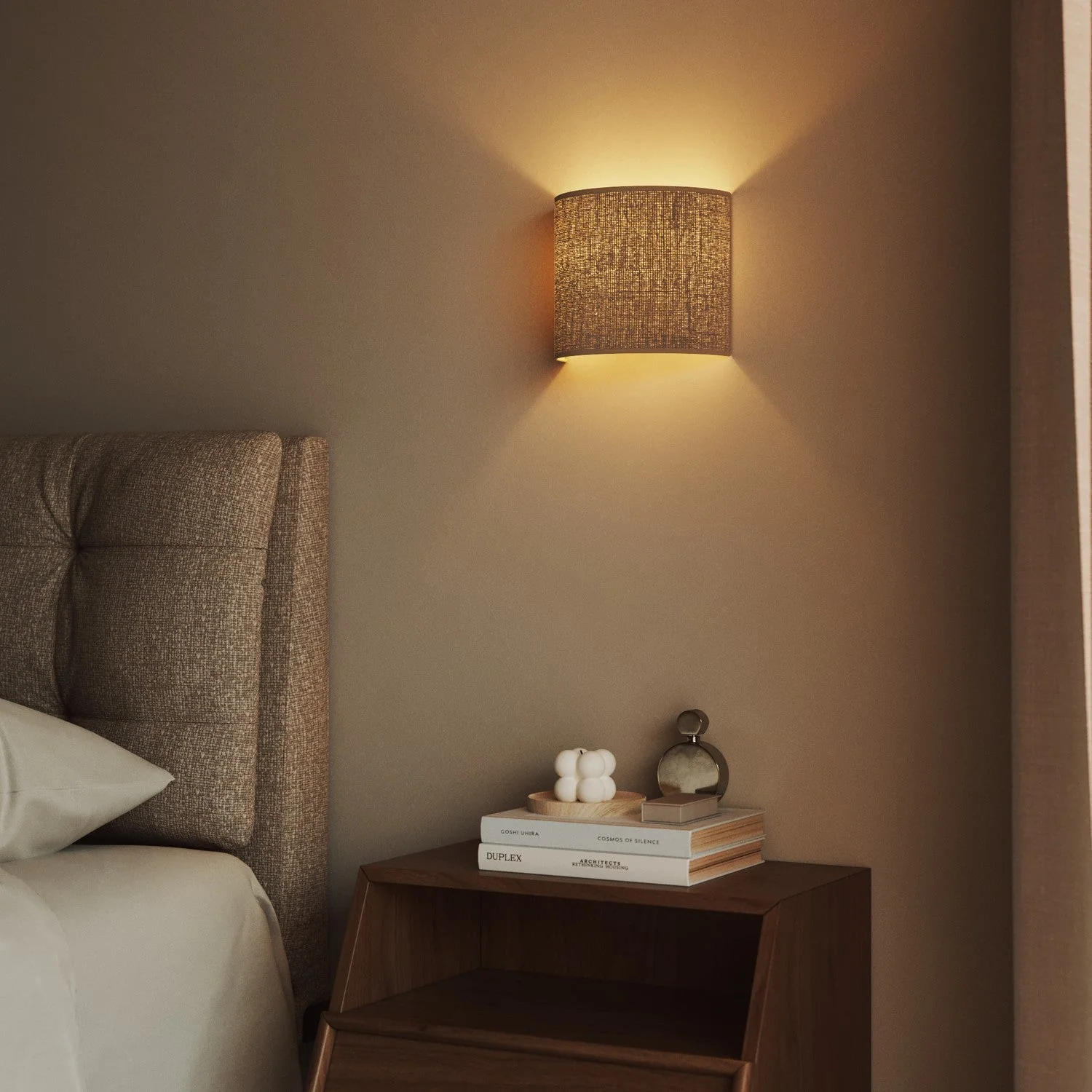 Ventola Wall Light with fabric lampshade - Made in Italy - Natural Jute - Image 2