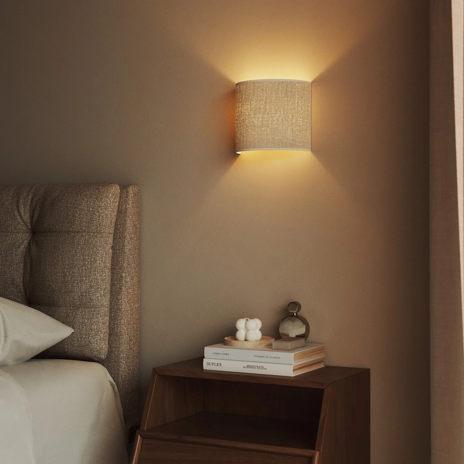 Ventola wall light with lampshade in light Jute fabric - Made in Italy - Image 2