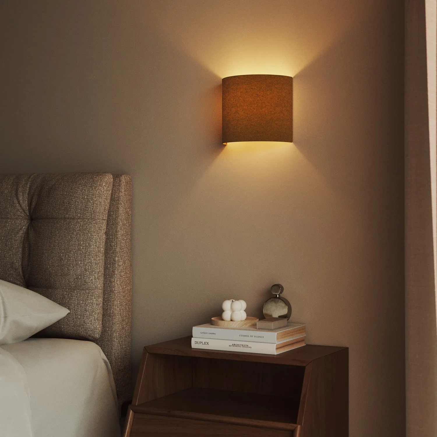 Ventola Wall Sconce with fabric lampshade - Made in Italy - Mustard Wool - Image 2