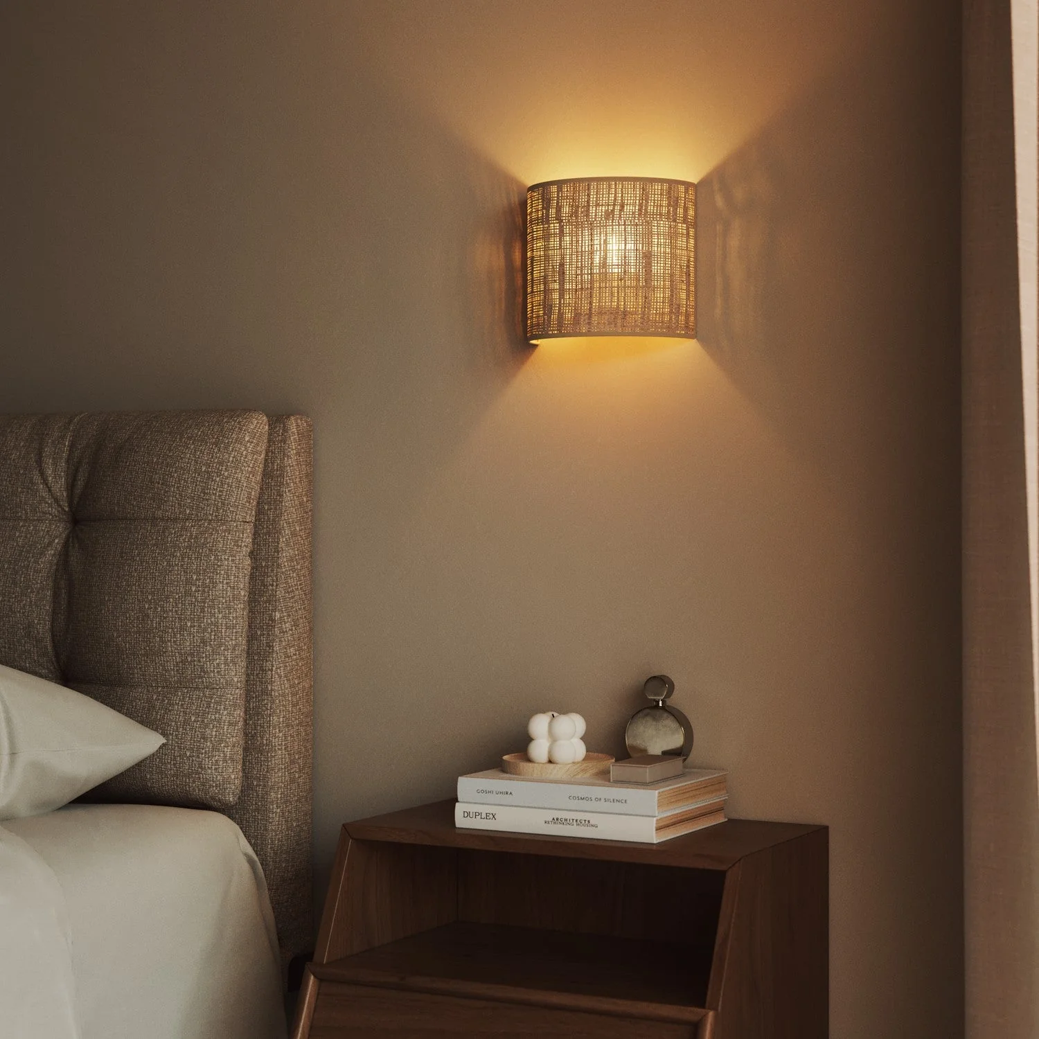 Fan Wall Sconce with fabric lampshade - Made in Italy - Raphia - Image 2
