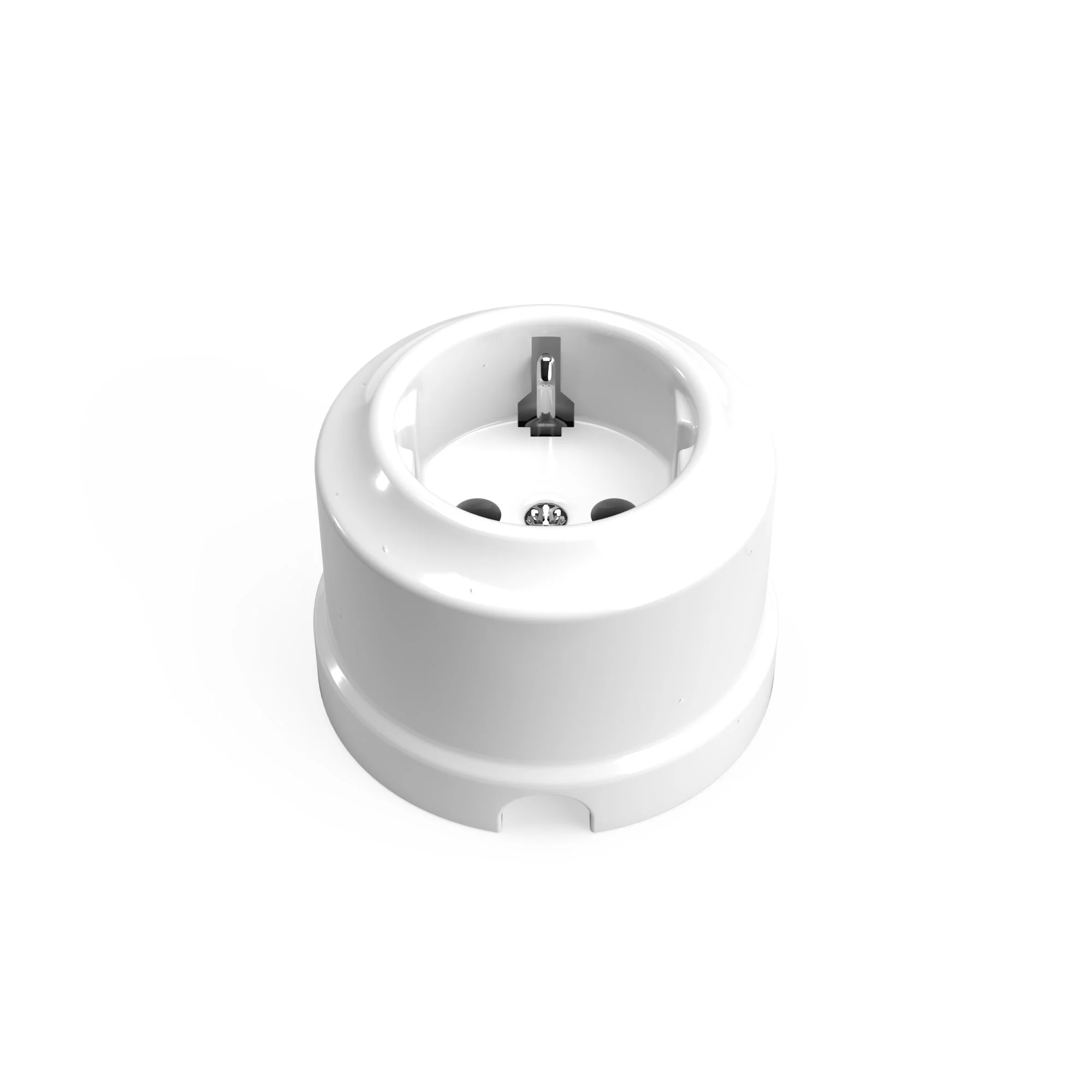 Wall-mounted Schuko socket in porcelain - White