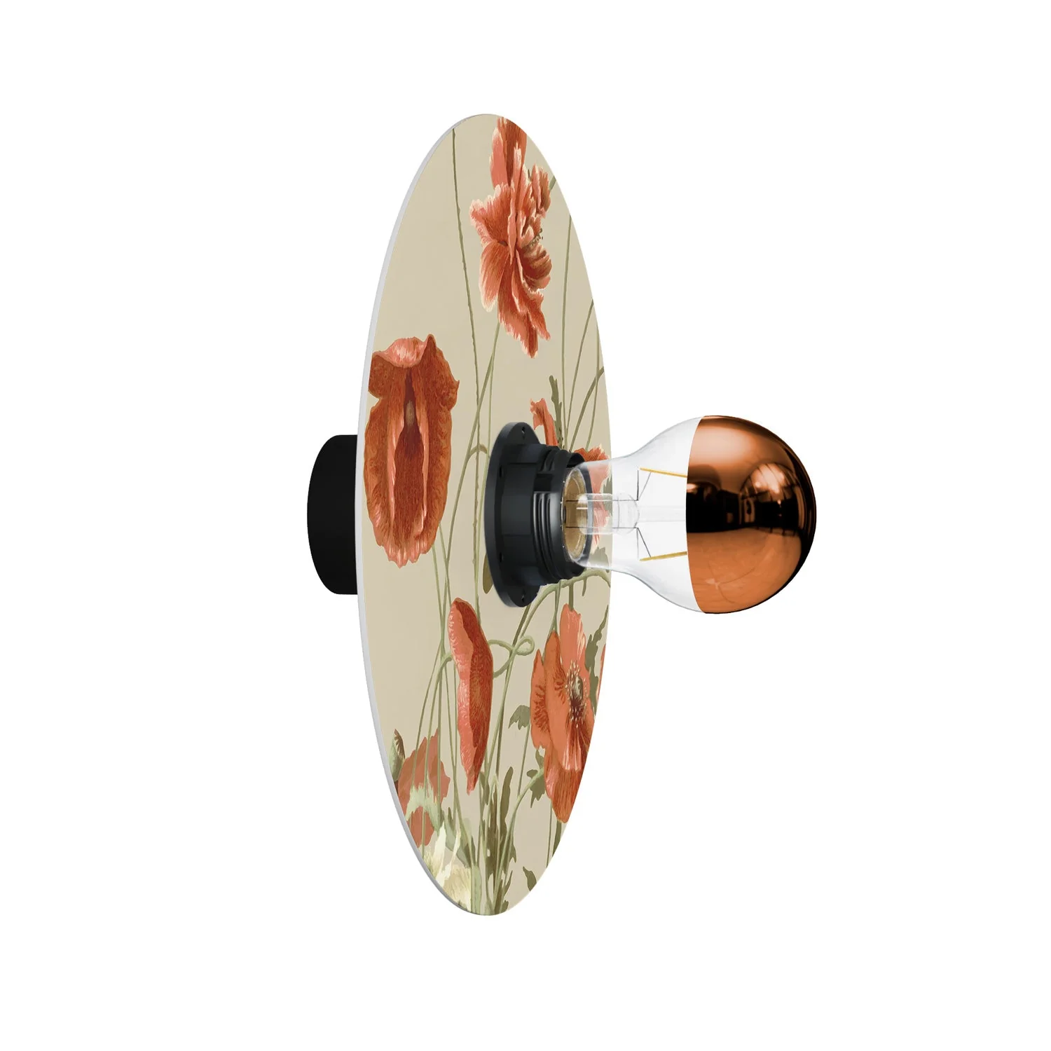 Wall or ceiling lamp with 'Blossom Haven' Botanical Poppy floral design lampshade - Waterproof IP44