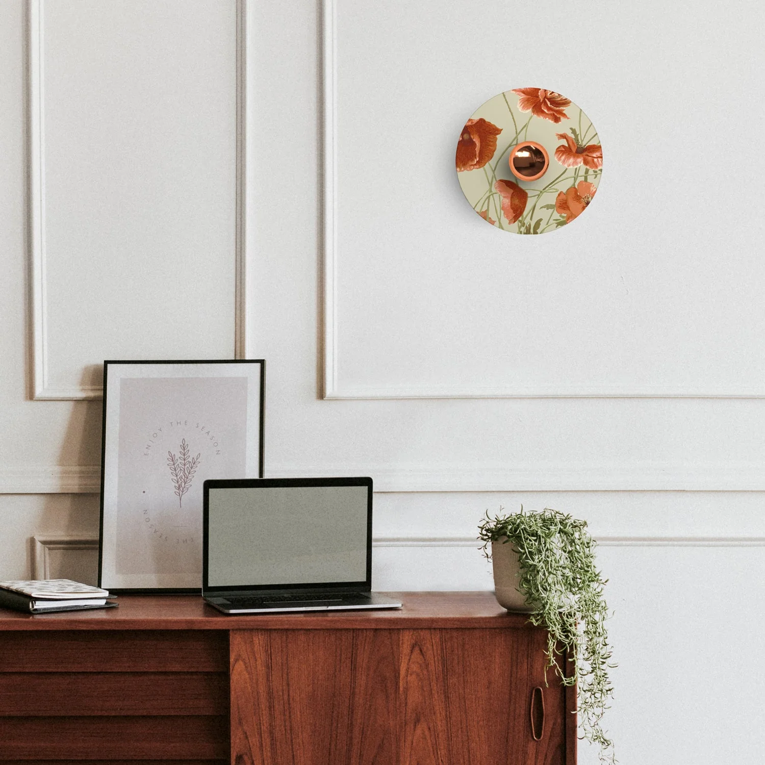 Wall or ceiling lamp with 'Blossom Haven' Botanical Poppy floral design lampshade - Waterproof IP44 - Image 2