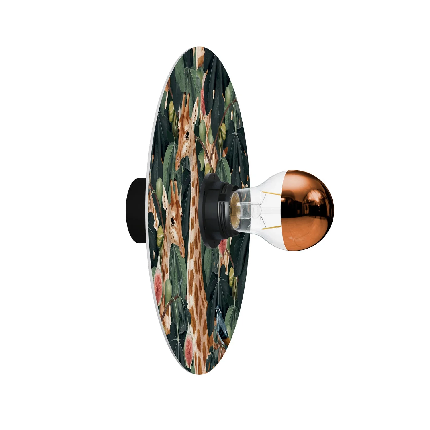 Wall or ceiling lamp with lampshade featuring jungle animals 'Wildlife Whispers' Giraffe Animals - Waterproof IP44