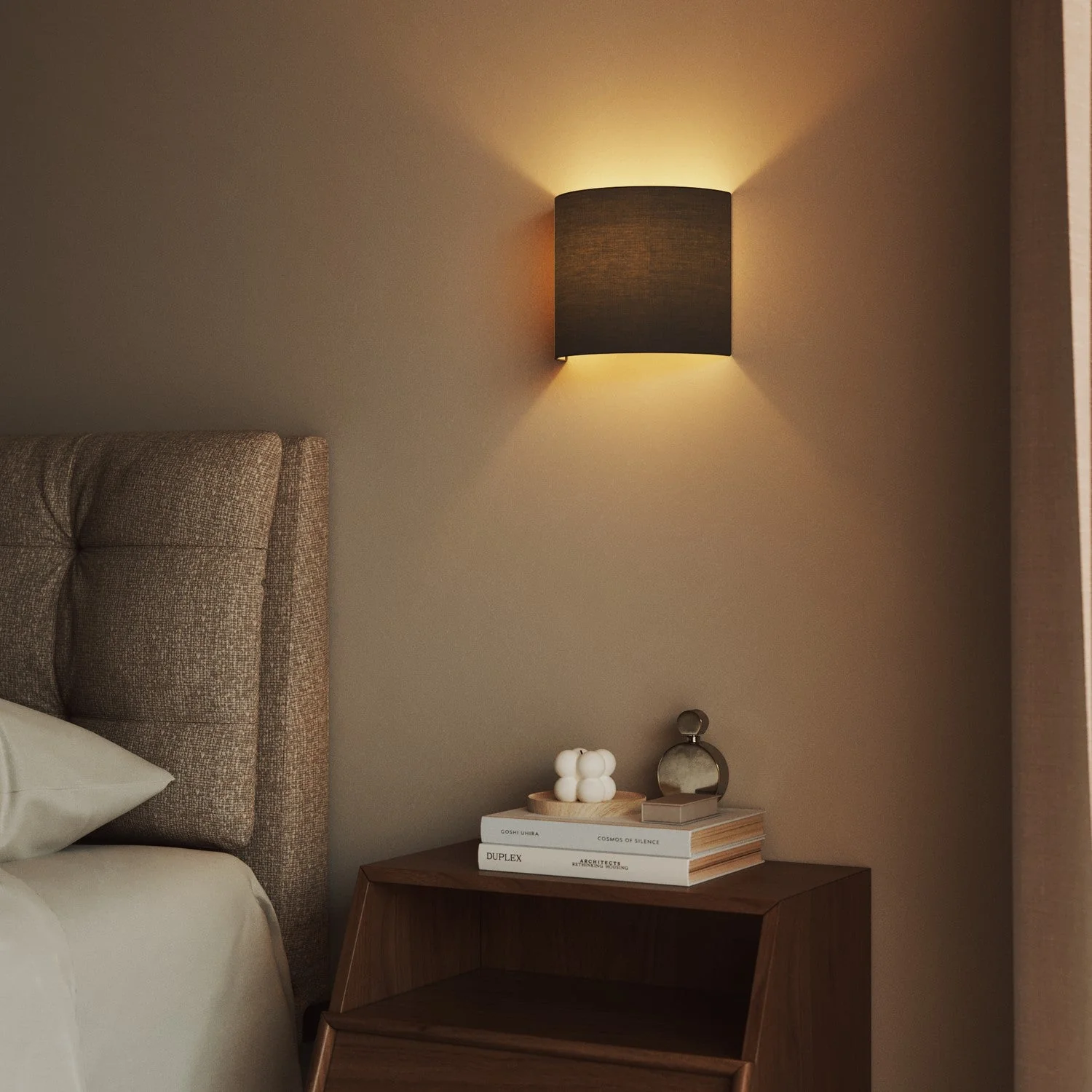 Ventola Wall Lamp with fabric lampshade - Made in Italy - Teletta Dark Gray - Image 2