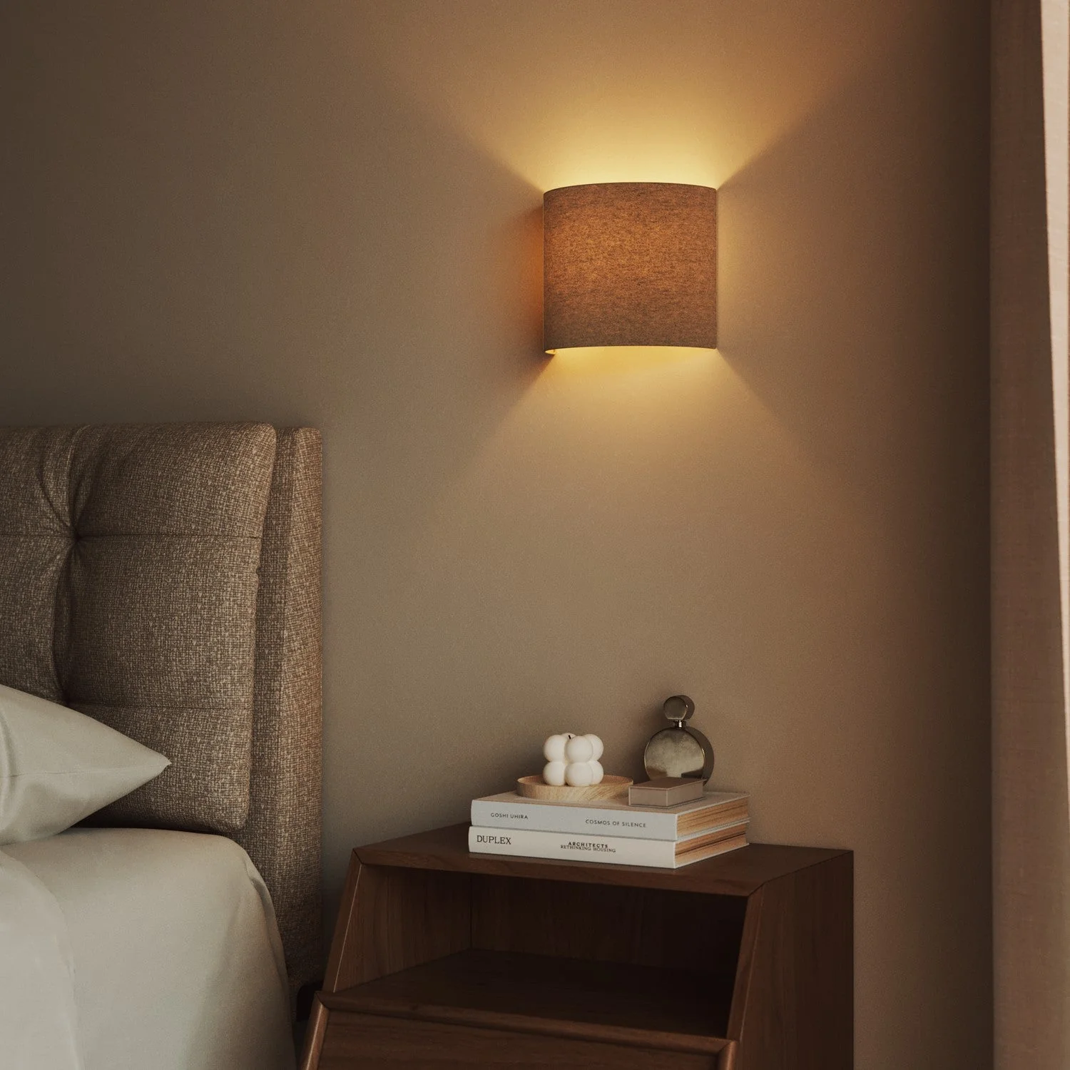 Ventola Wall Light with fabric lampshade - Made in Italy - Beige Wool - Image 2