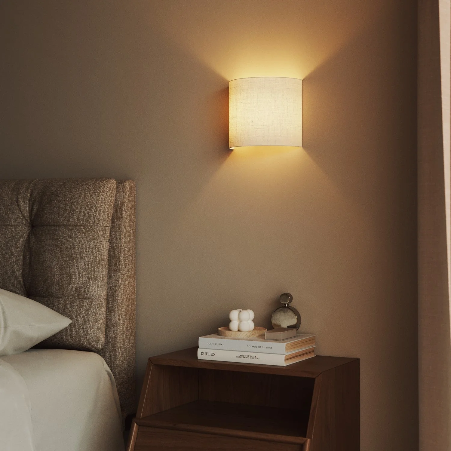 Ventola wall light with raw linen fabric lampshade - Made in Italy - Image 2