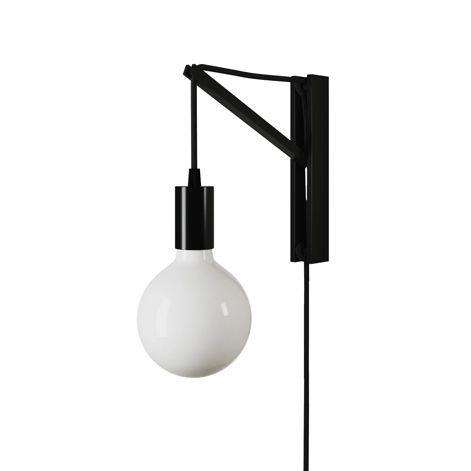 Wall light in metal with two-pole plug - Black