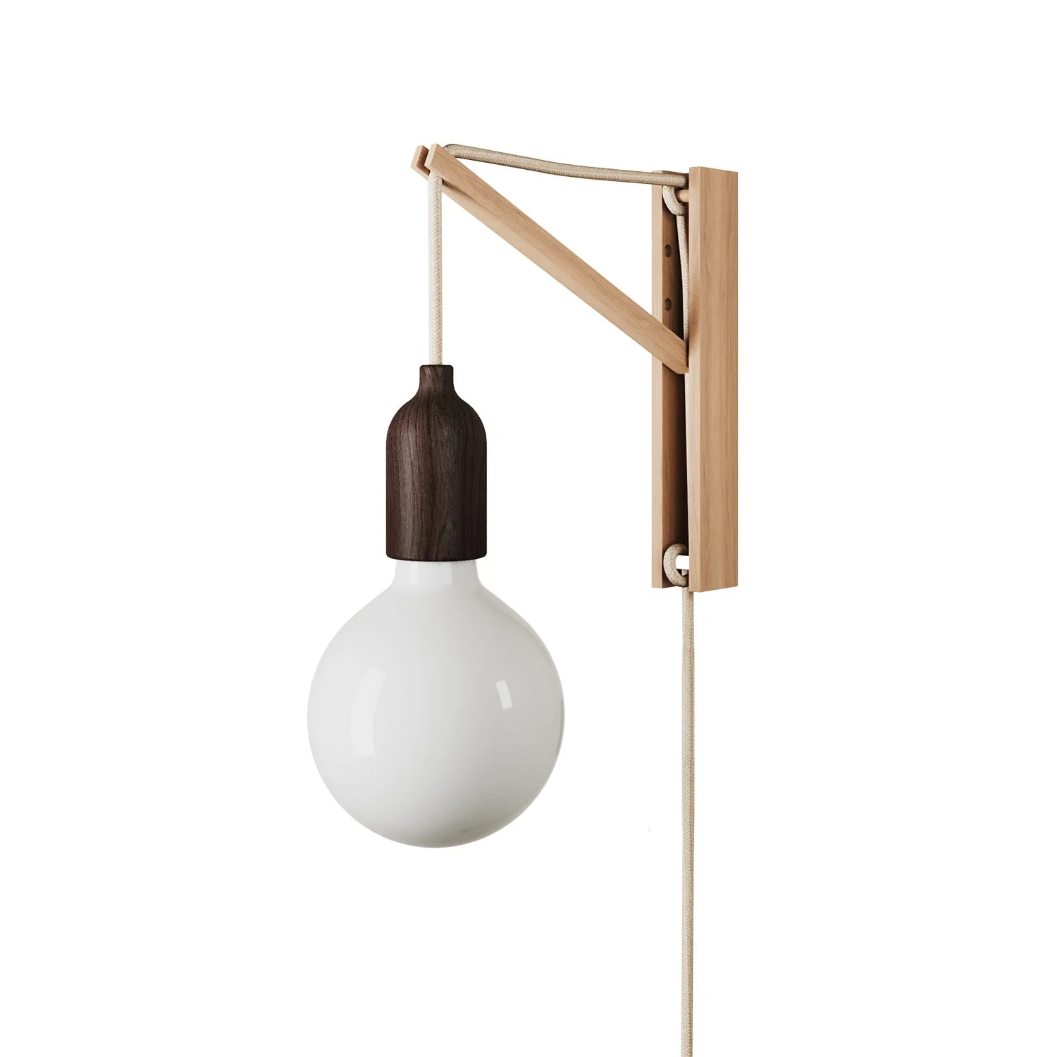 Wooden wall light with two-pole plug - Wengé effect